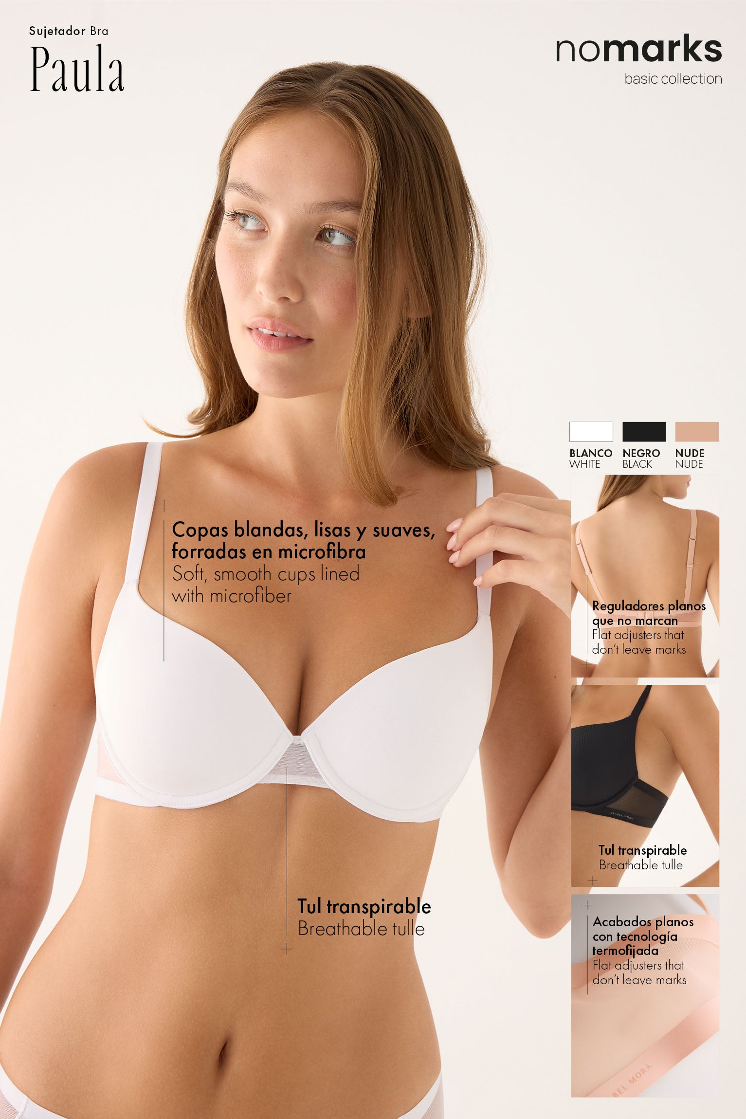 Sutiã Paula preto com aro e bojo, da marca Nomarks.