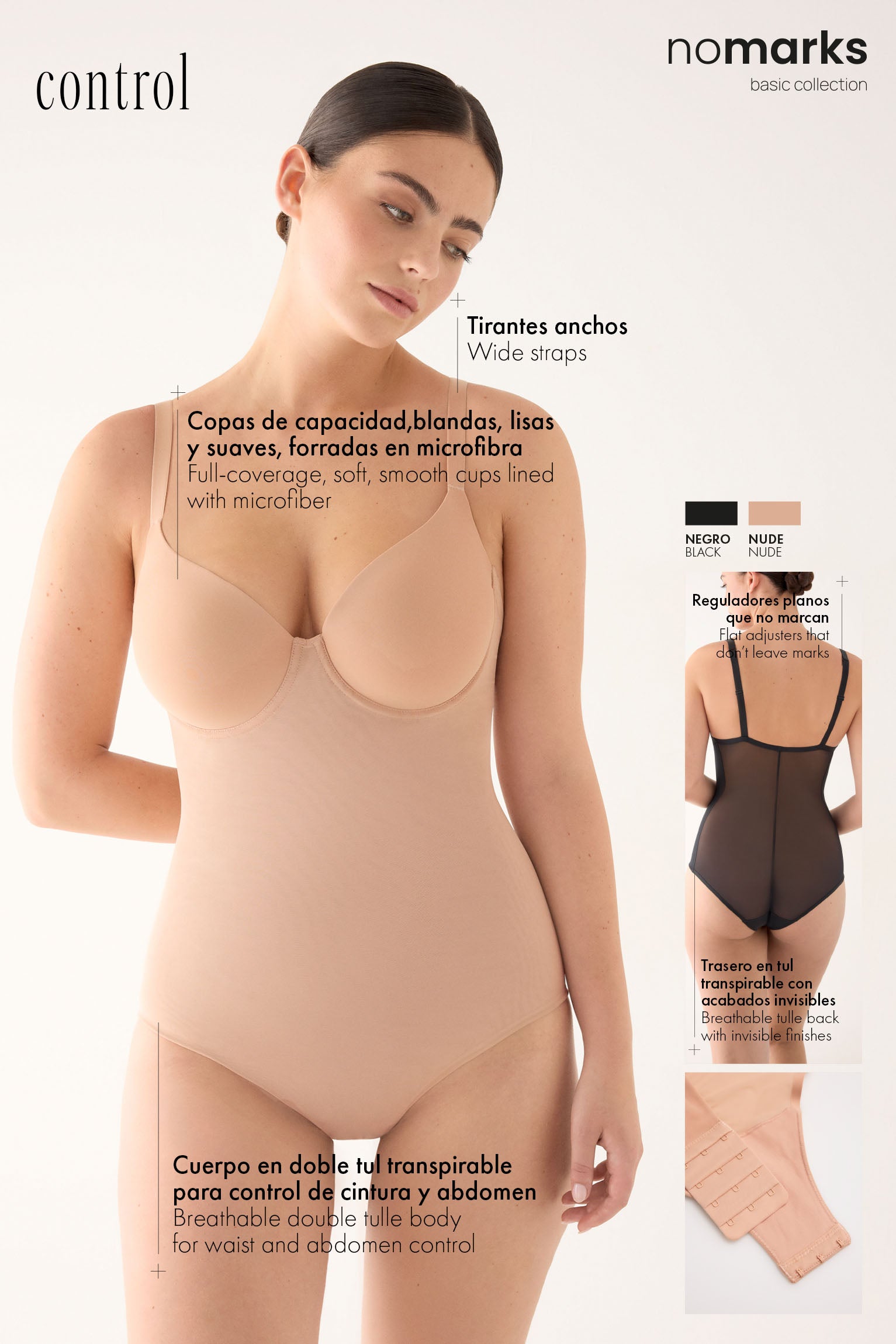 Body modelador nomarks com acabamentos invisíveis nude