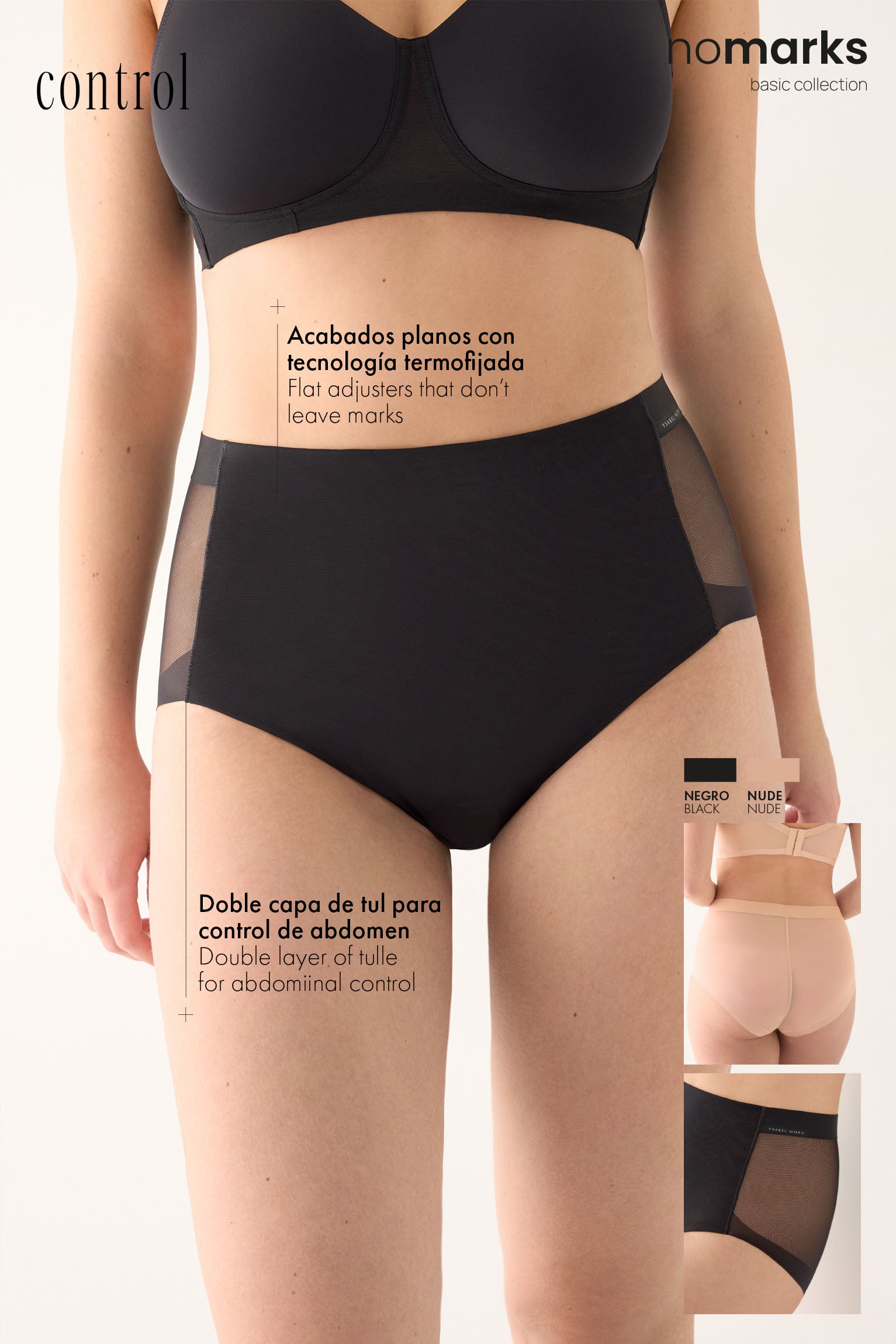 Calcinhas modeladoras pretas de cintura alta da Nomarks