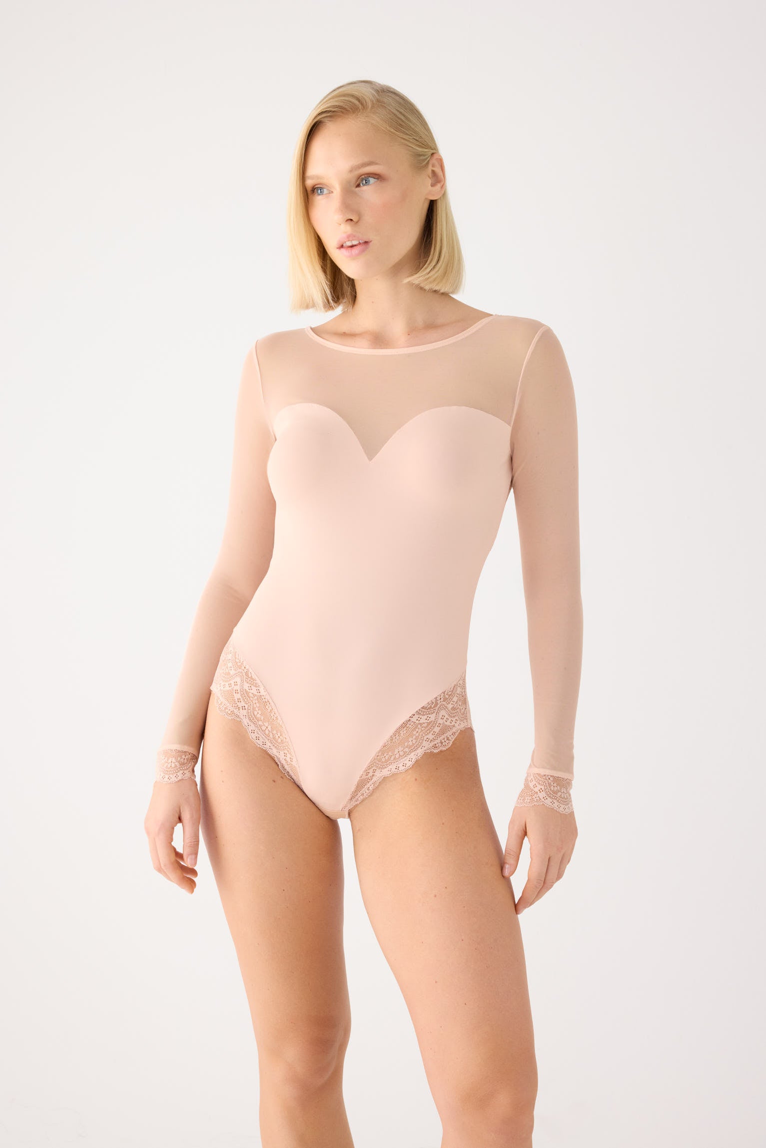 Body nude de manga comprida com costas abertas | Paula Echevarria Limited Edition