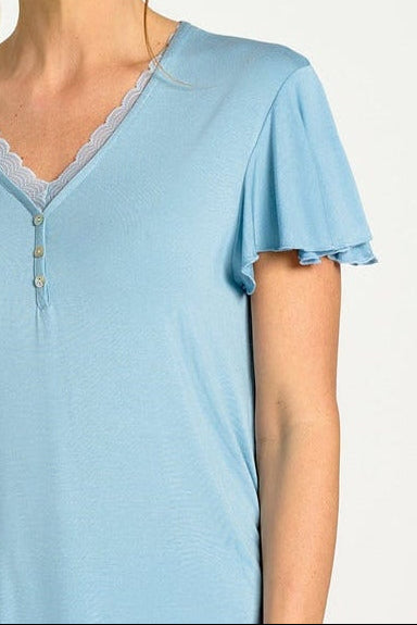 Pijama Capri Feminino com Flores Azuis | MUYDEMI