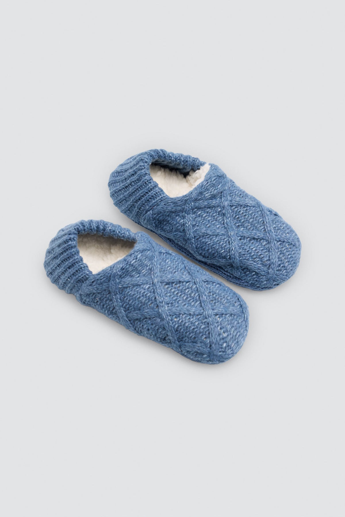 Pantufas-meia de mulher antiderrapantes azul