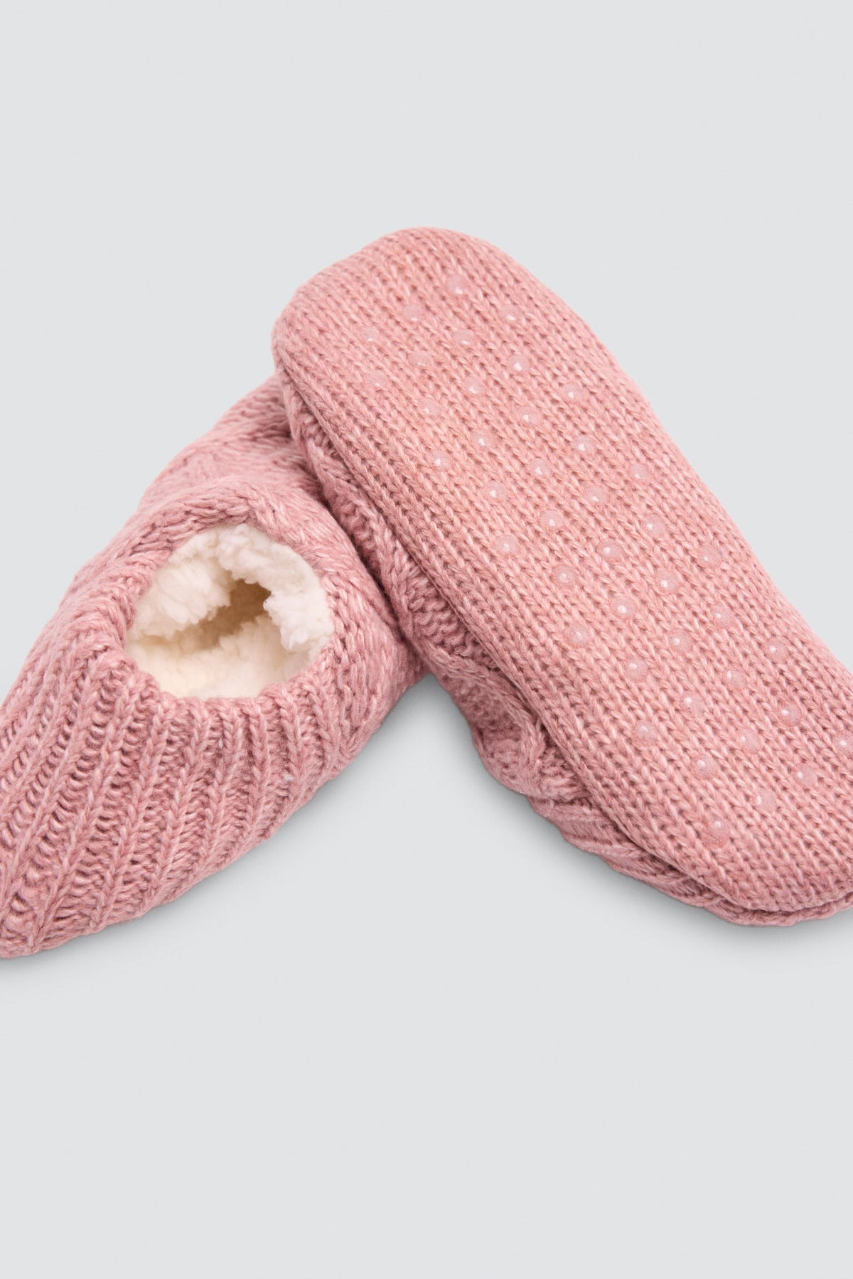 Pantufas-meia de mulher antiderrapantes rosa
