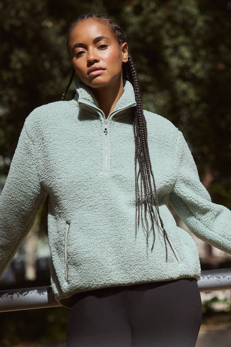 ULTRA TÉRMICO Sweatshirt desportiva de mulher verde em sherpa
