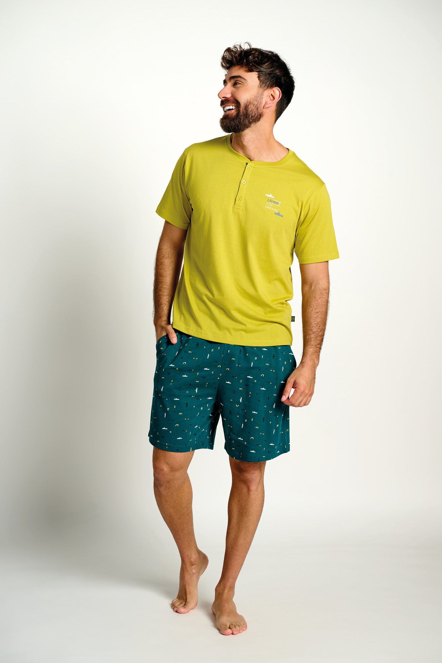 Pijama curto masculino de algodão da Living | MUYDEMI