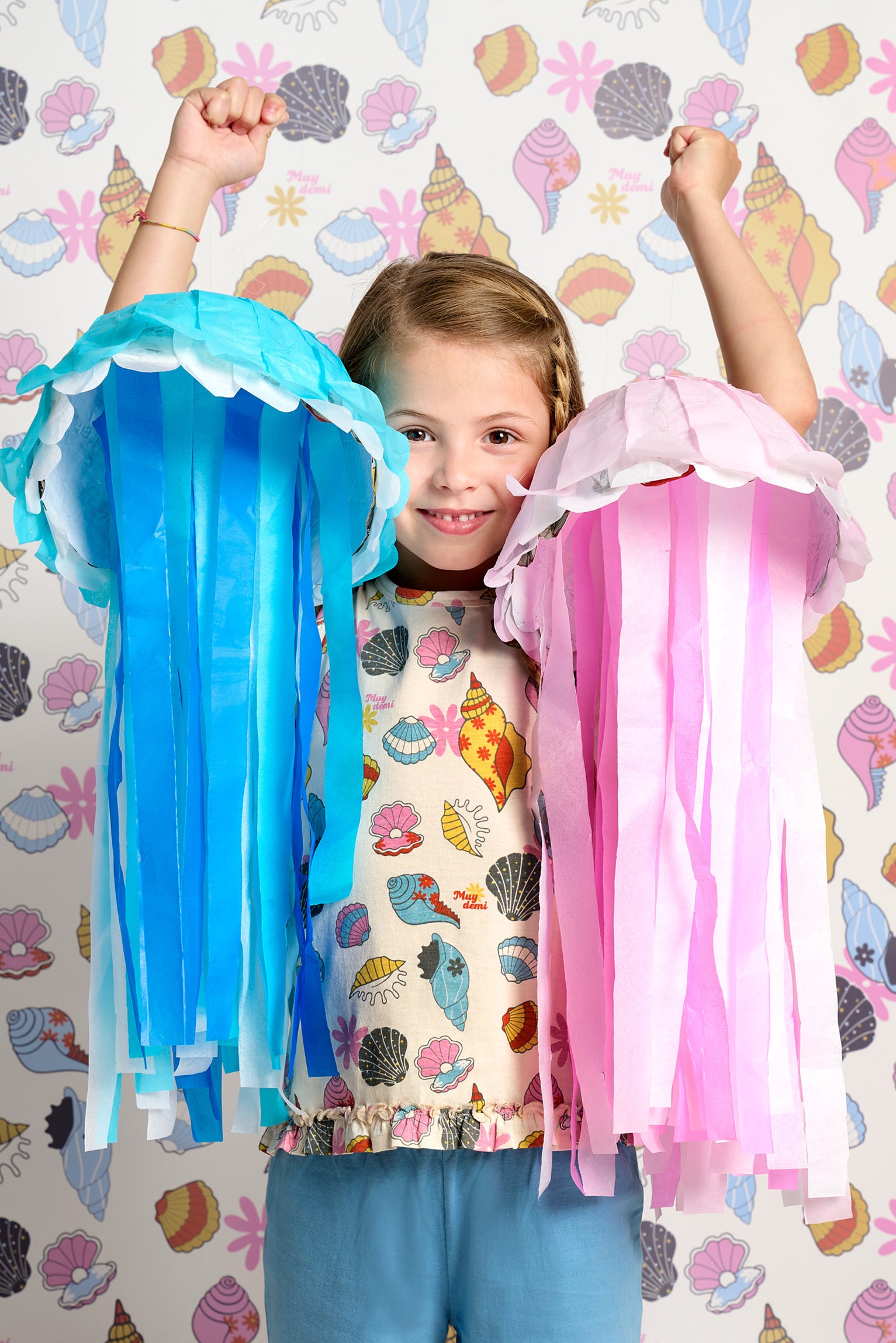 Pijama infantil corto algodón Seashell azul | MUYDEMI - Ysabel Mora