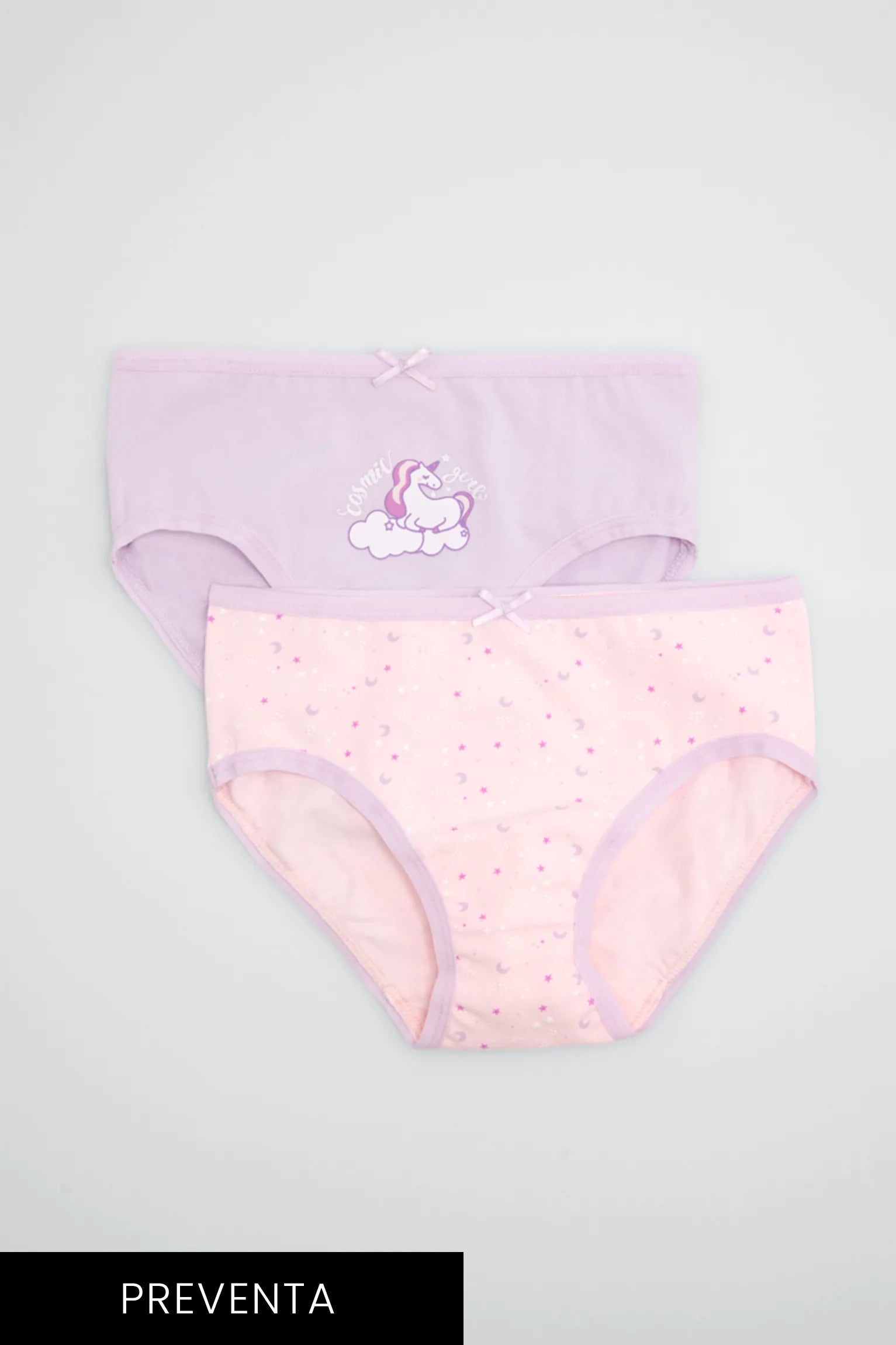 PRÉ-VENDA Pack de 2 cuecas de menina em algodão com estampado de unicórnio