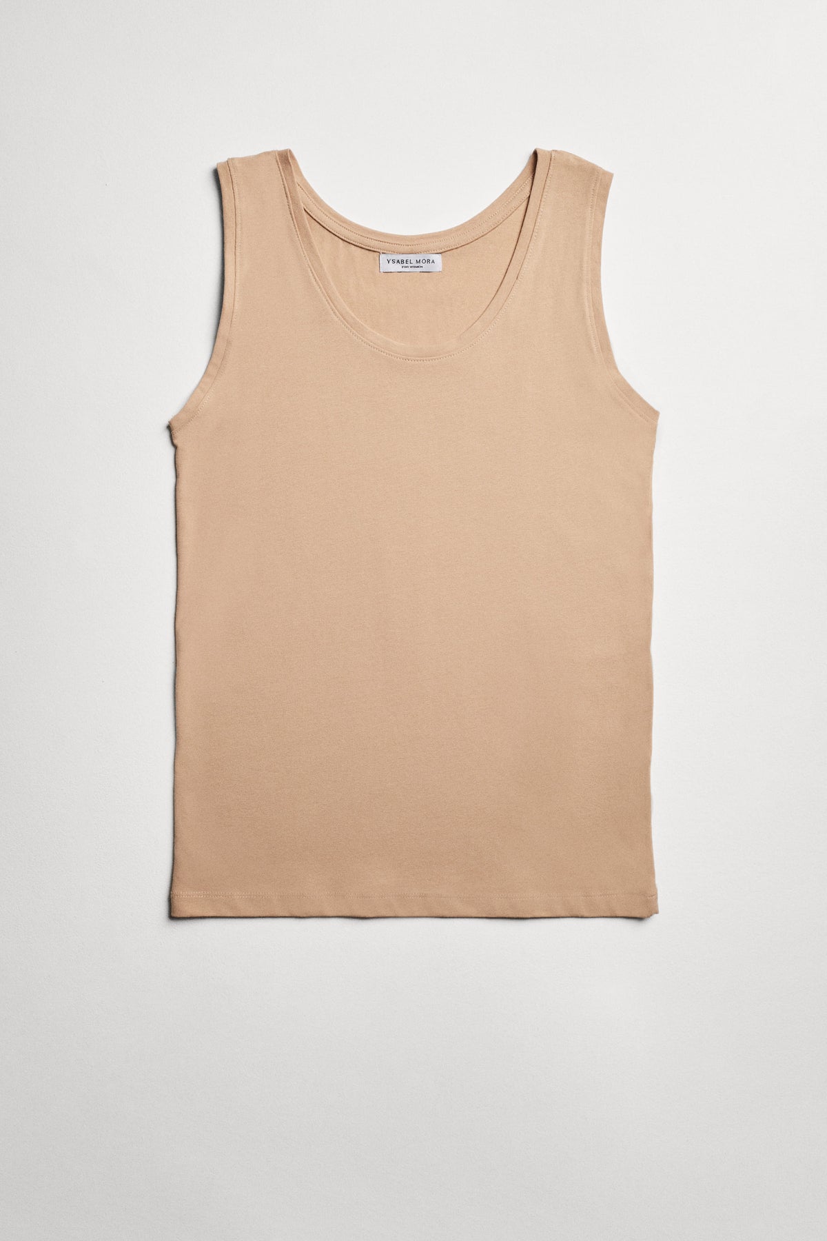 T-shirt nude de algodão com alças largas
