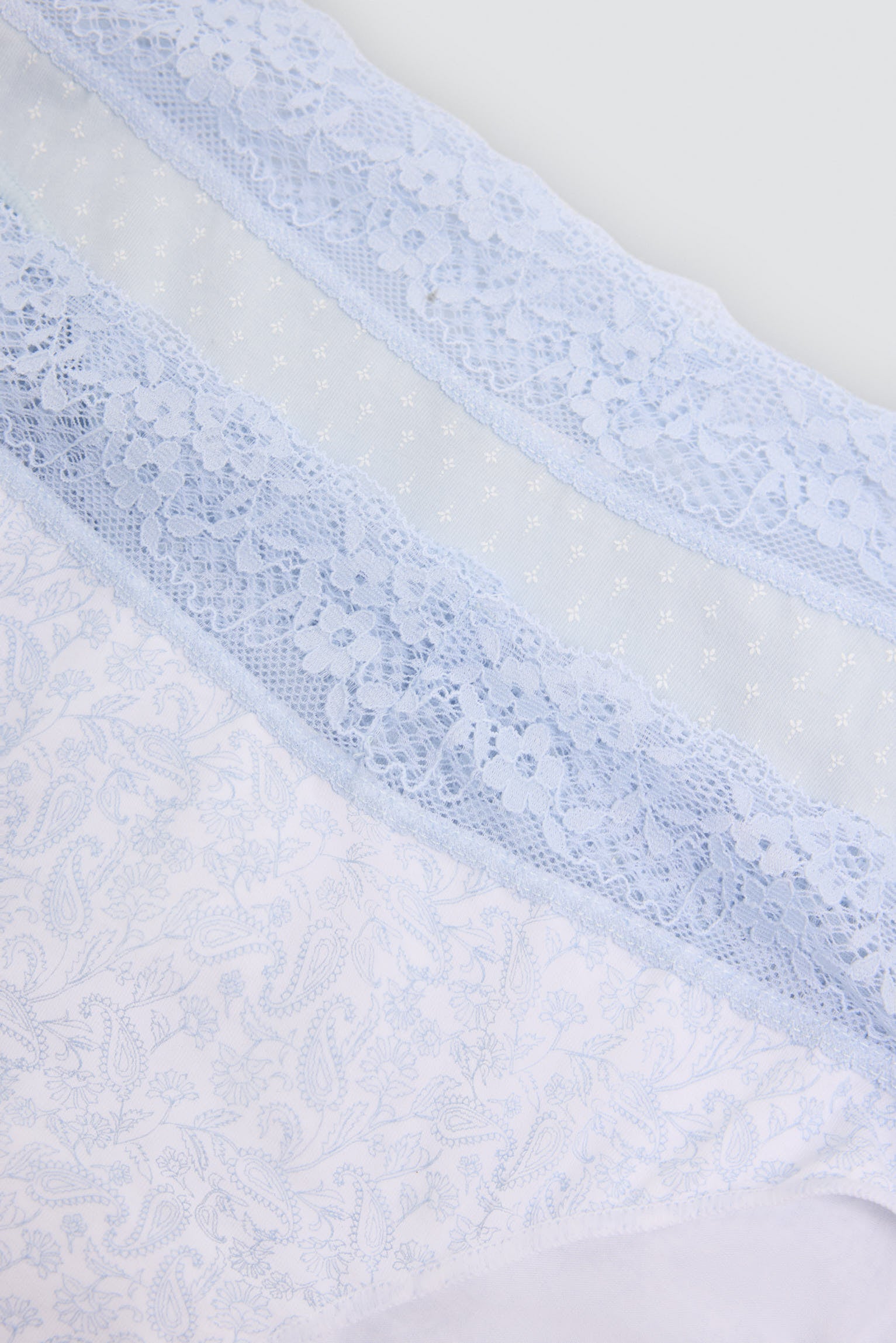 Pack de 2 cuecas mini estampadas de algodão com rebordo de renda, azul