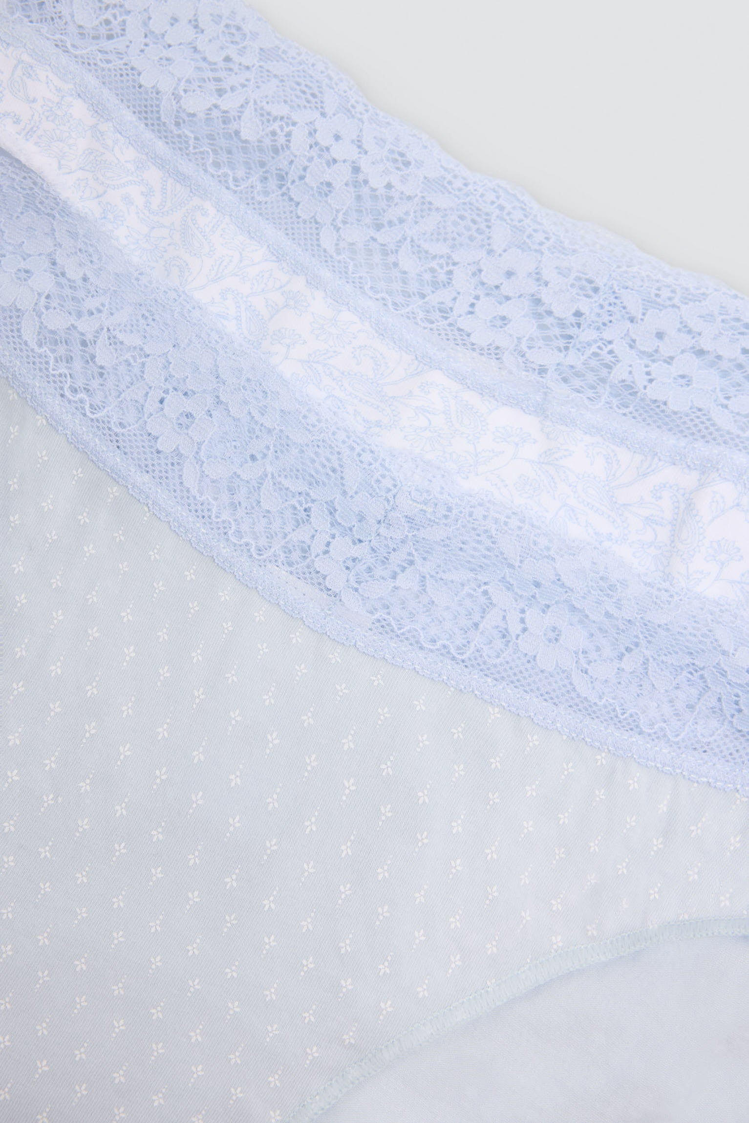 Pack de 2 cuecas mini estampadas de algodão com rebordo de renda, azul