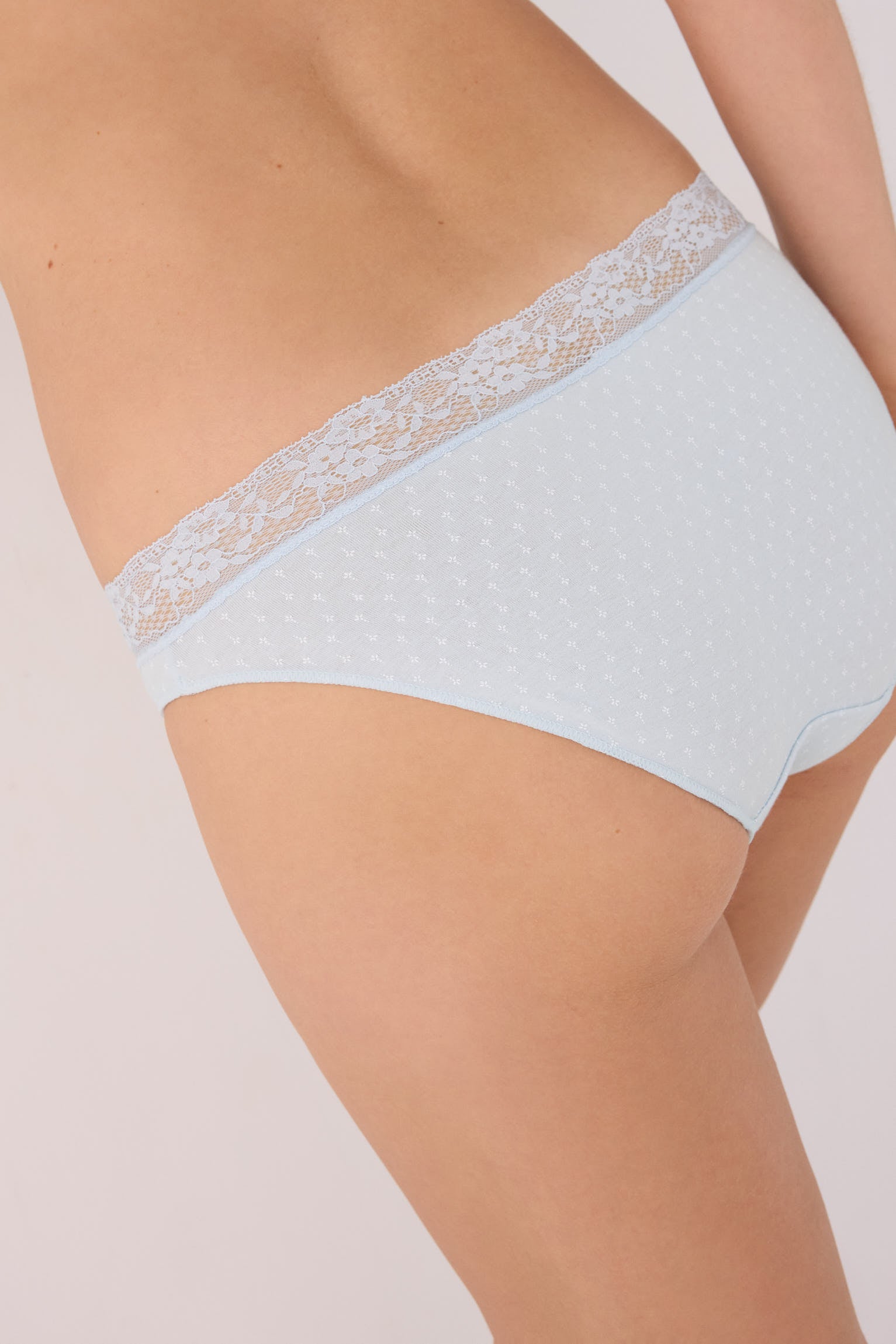 Pack de 2 cuecas mini estampadas de algodão com rebordo de renda, azul