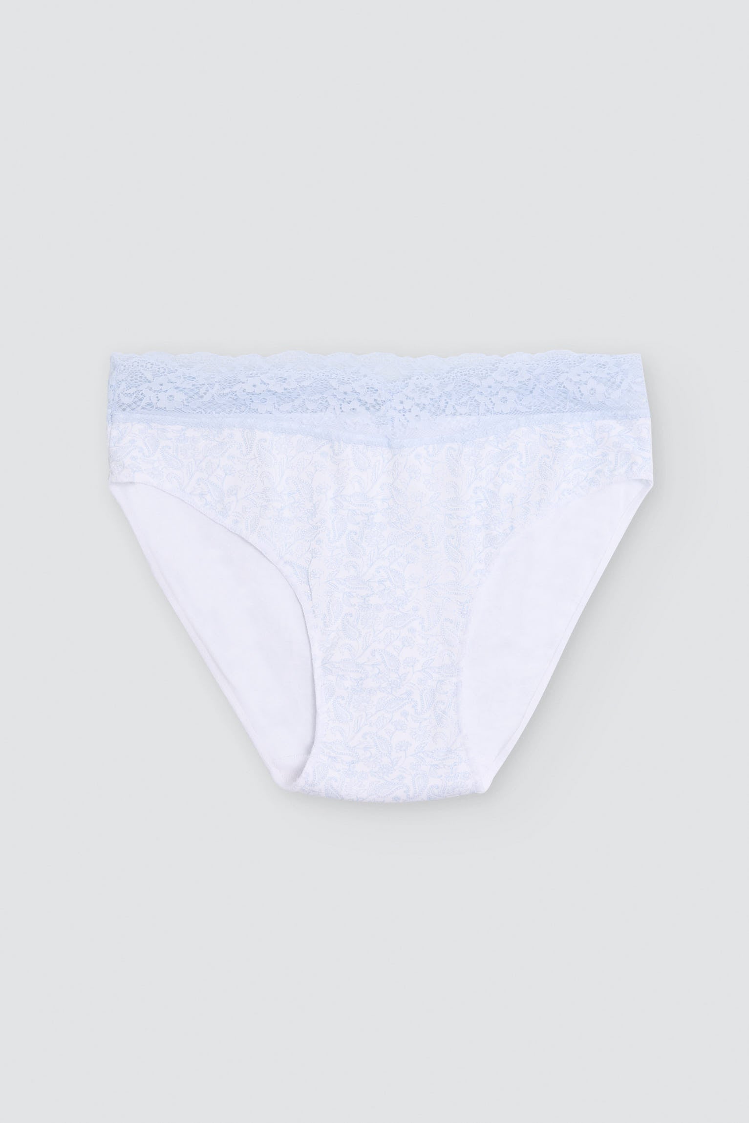 Pack de 2 cuecas midi estampadas de algodão com rebordo de renda, azul