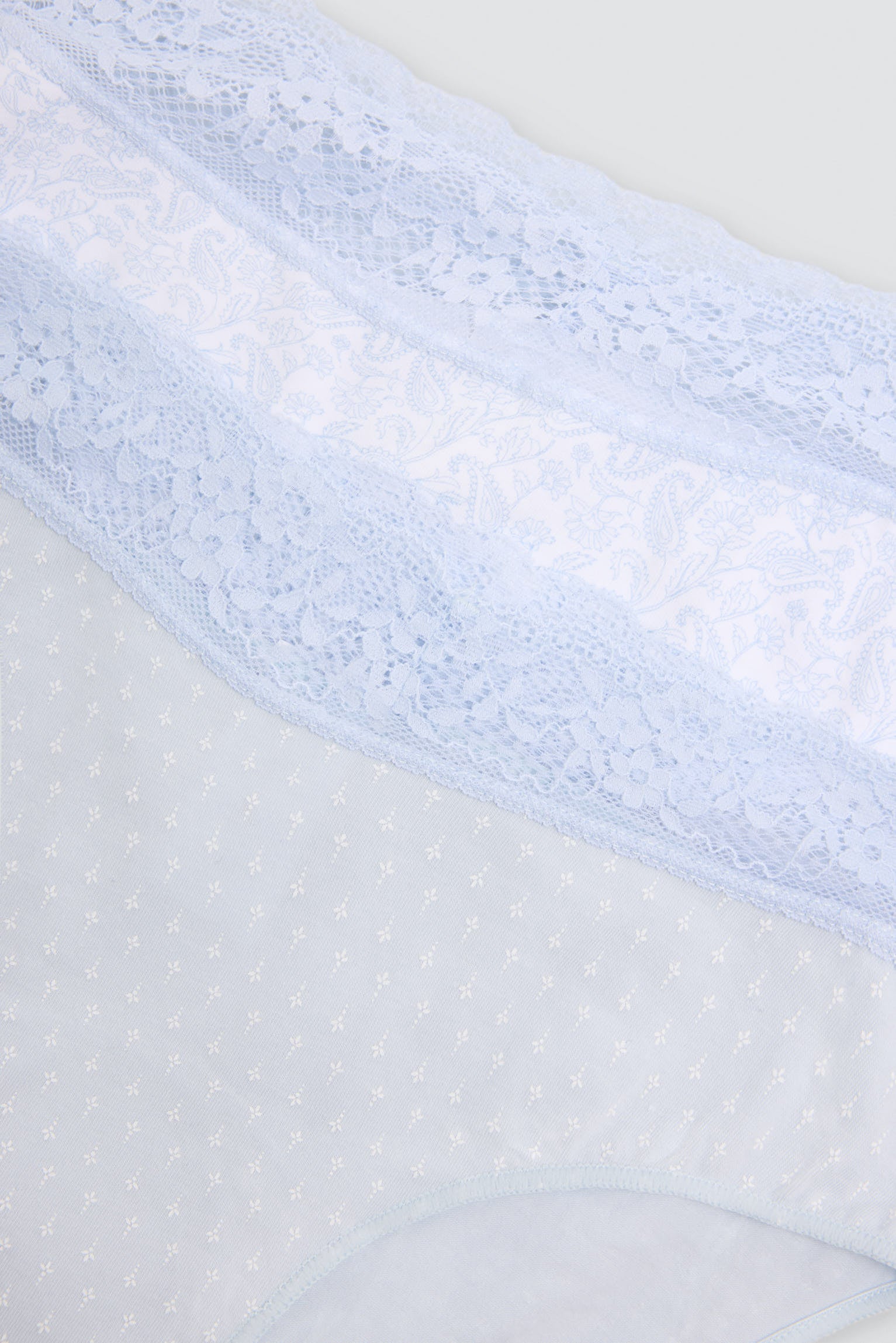 Pack de 2 cuecas midi estampadas de algodão com rebordo de renda, azul