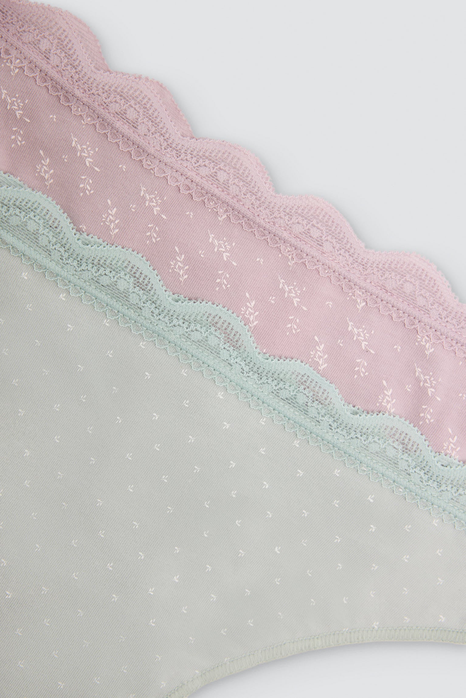 Pack de 2 tangas estampados de algodão com rebordo de renda, multicolor