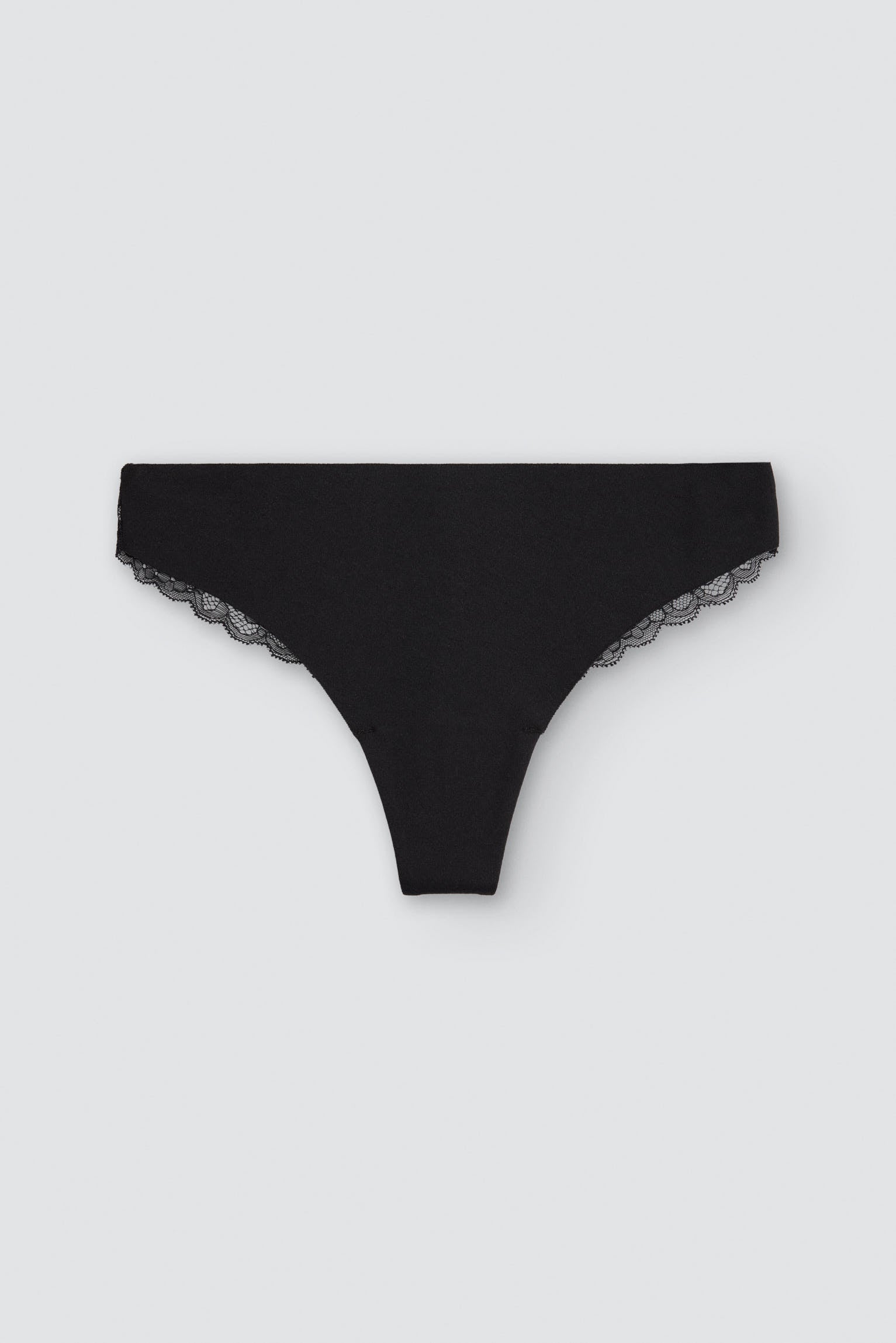 Tanga algodão com corte a laser e renda preto
