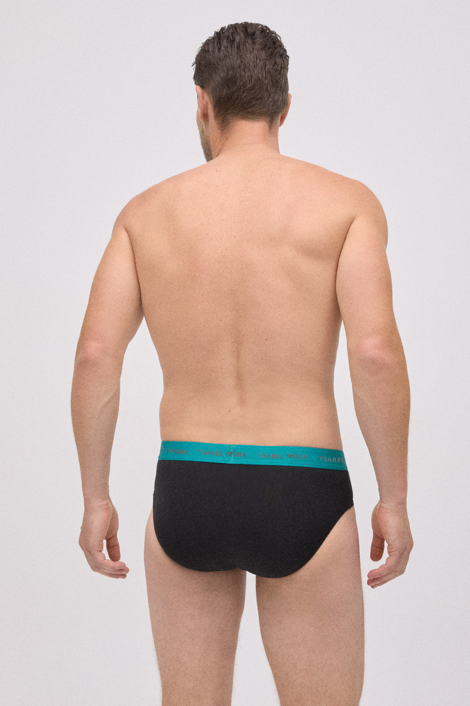 Pacote com 6 cuecas pretas básicas com faixa colorida