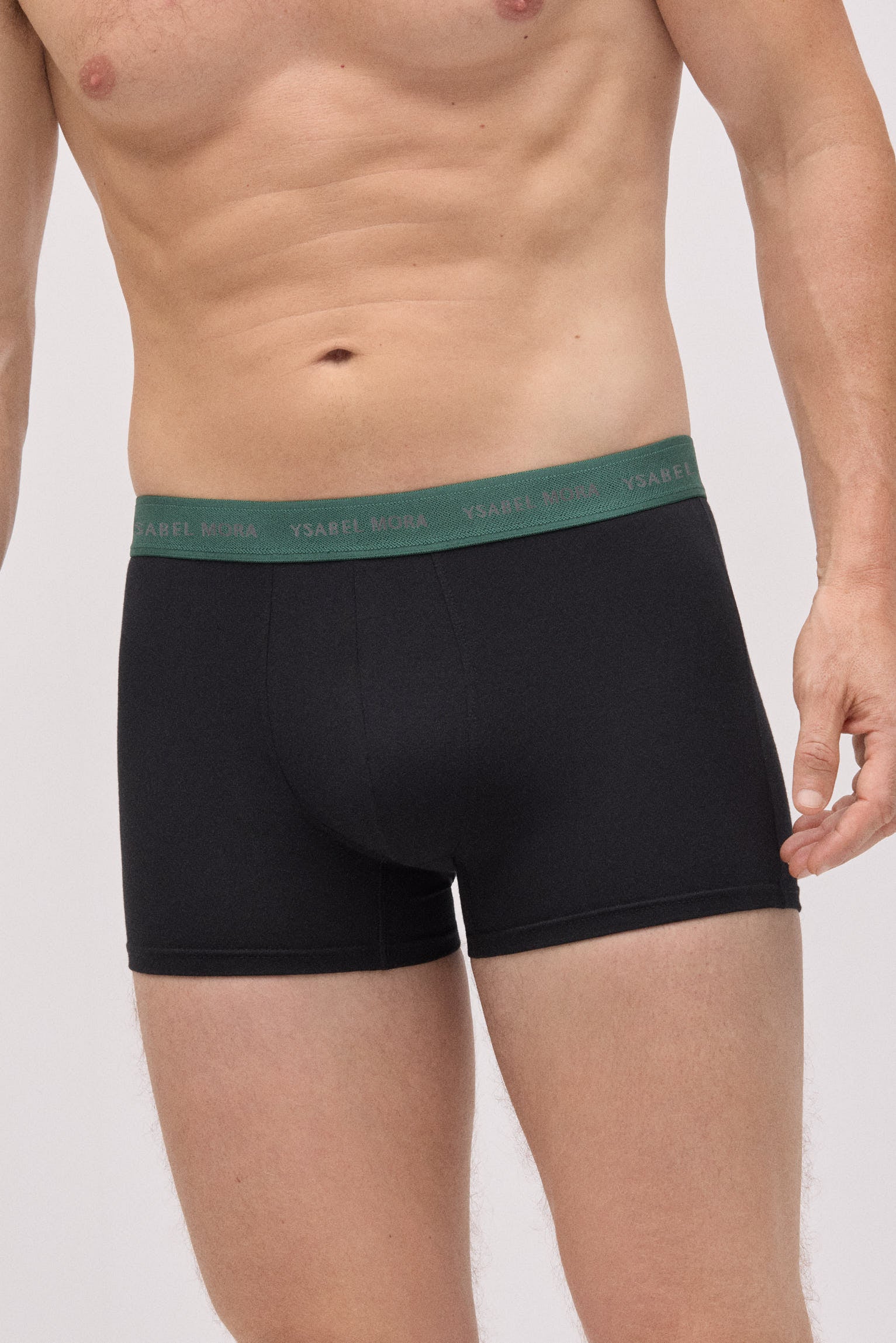 Pacote com 6 cuecas boxer pretas com faixa colorida
