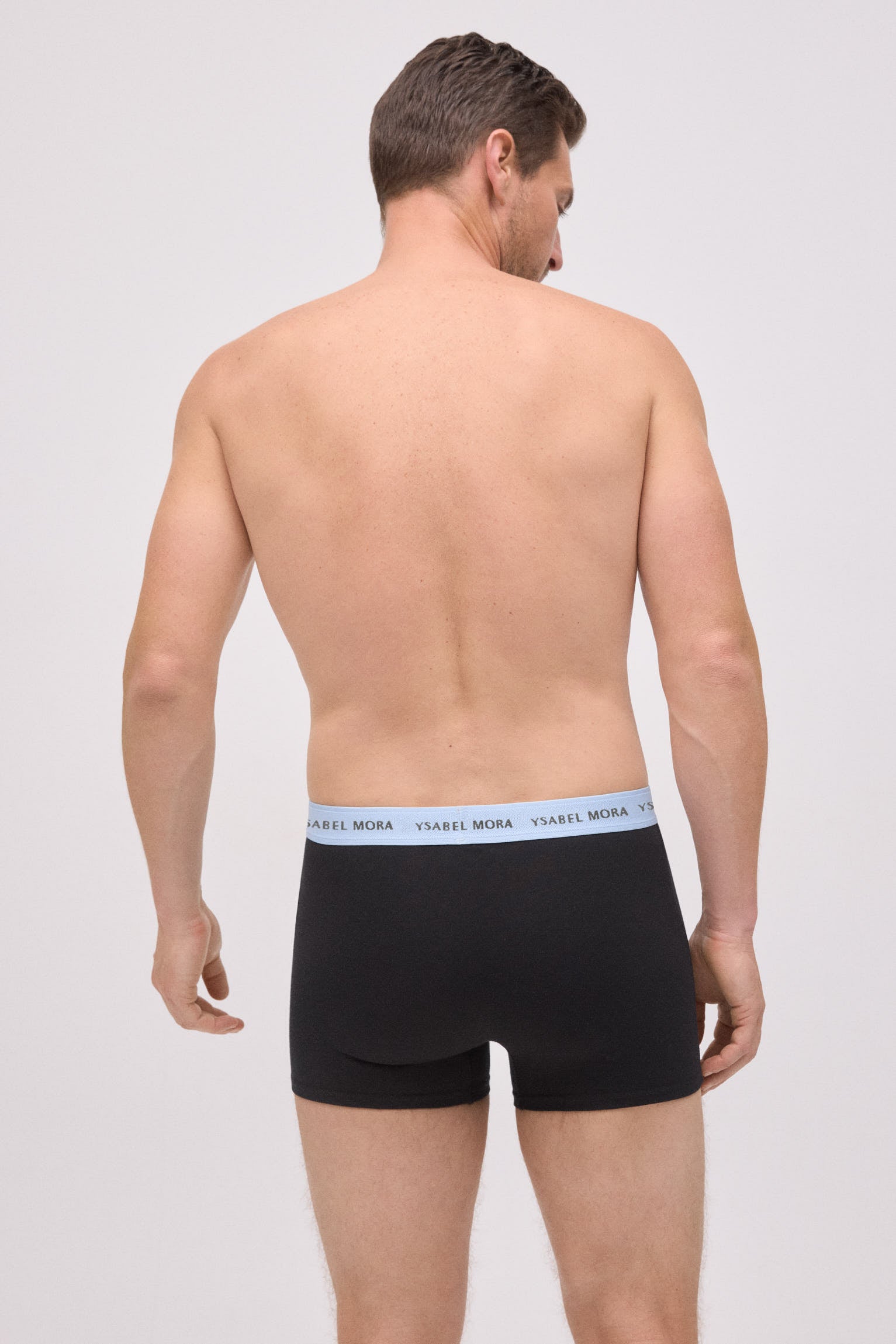 Pacote com 6 cuecas boxer pretas com faixa colorida