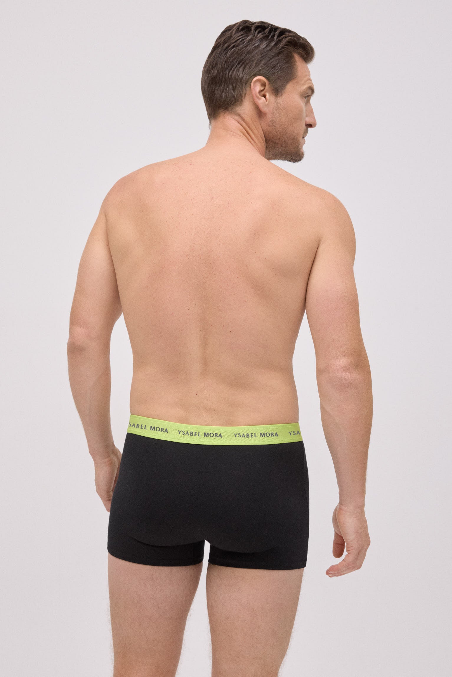 Pacote com 6 cuecas boxer pretas com faixa colorida