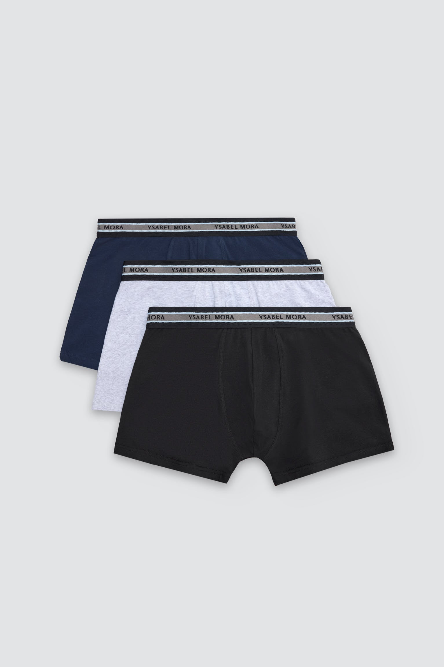 Pacote com 3 cuecas boxer básicas lisas