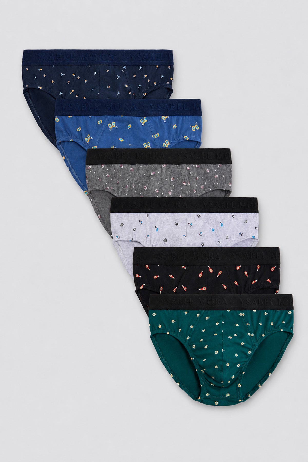 Pack de 6 slips de algodão com estampados variados