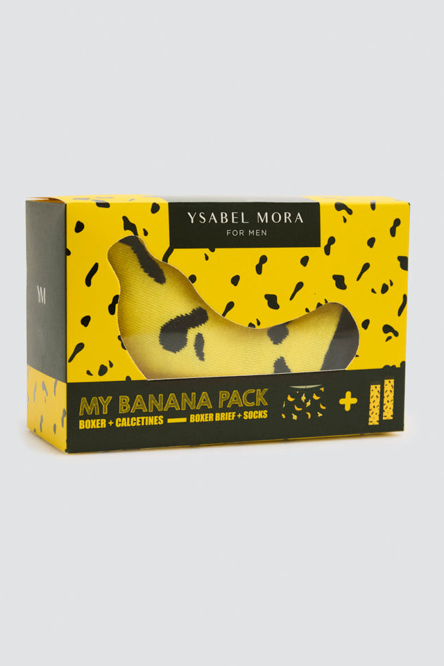 Pack boxer e meias com estampado de bananas