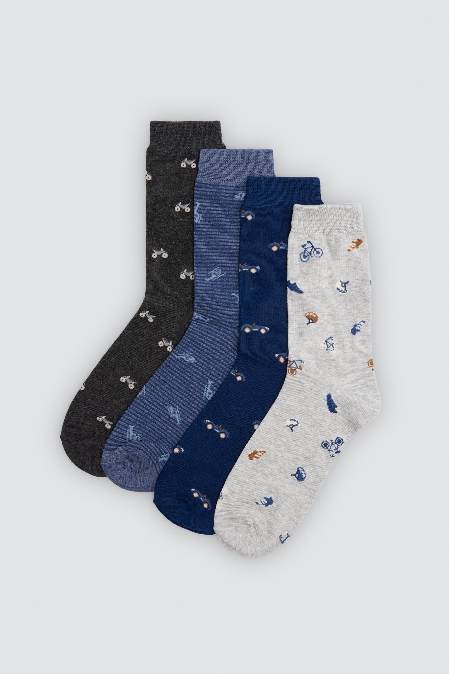 Pack de 4 meias com estampados de veículos