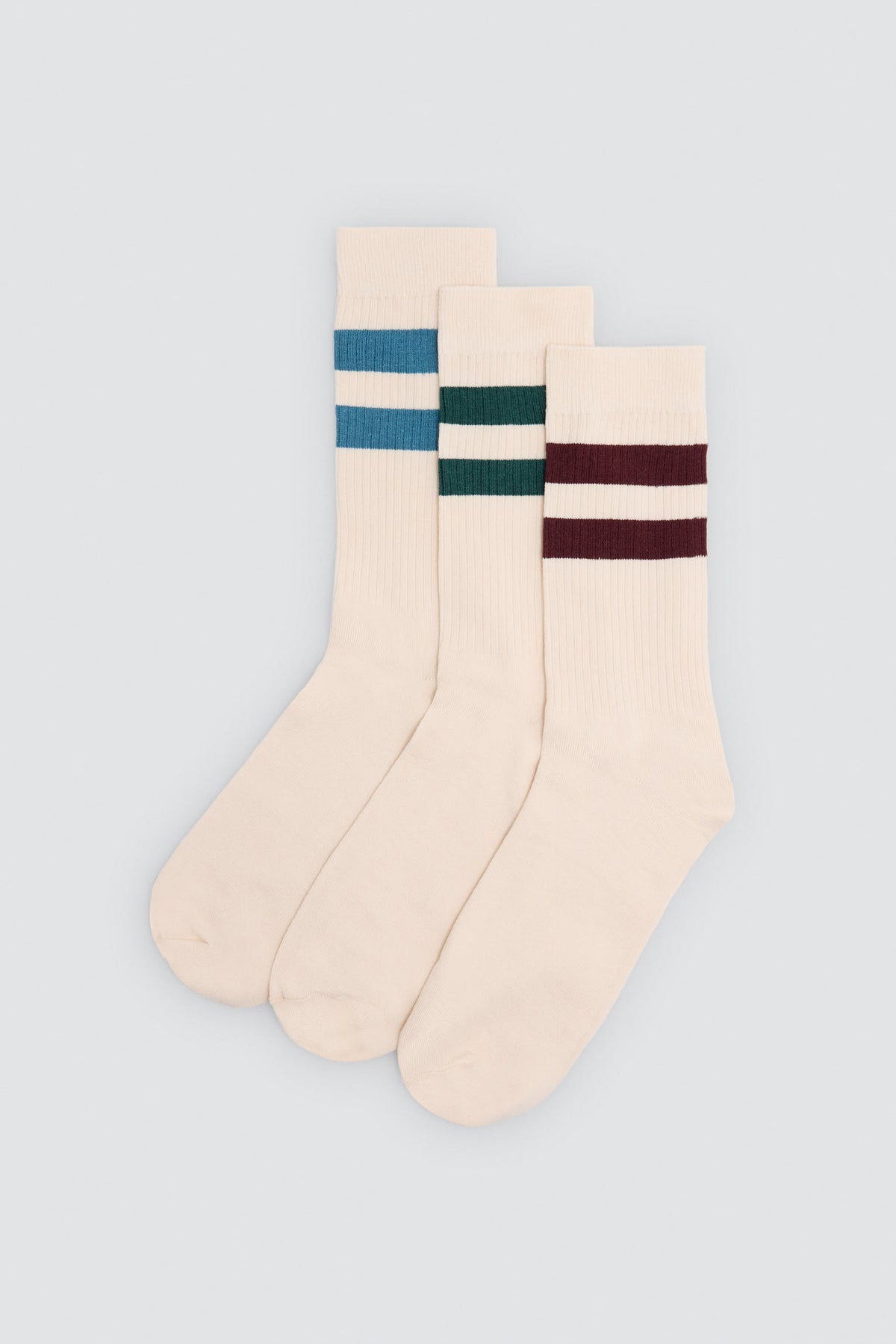 Pack de 3 meias estilo desportivo com riscas contrastantes