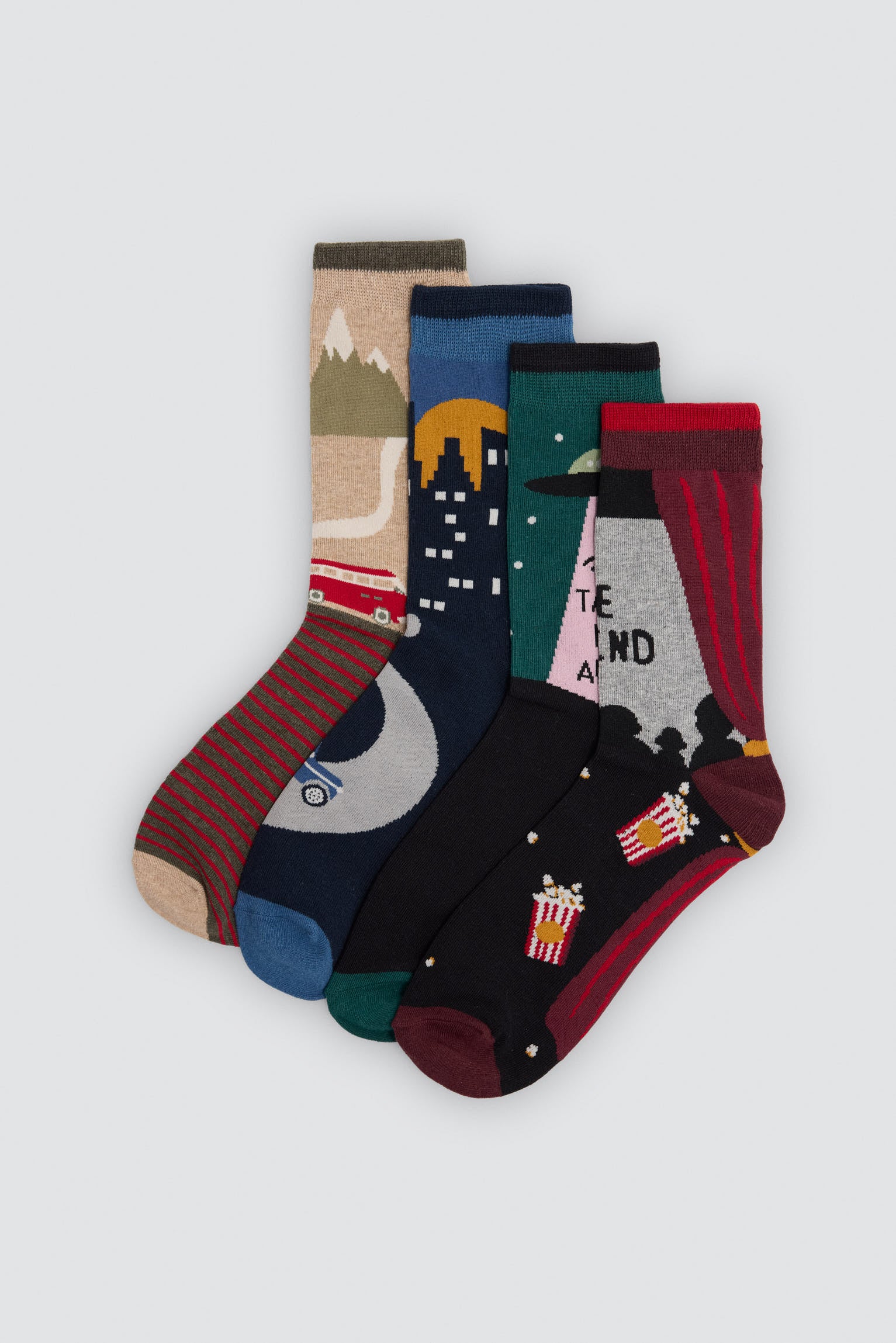 Pack de 4 meias Sockarrats com estampados de paisagens coloridas