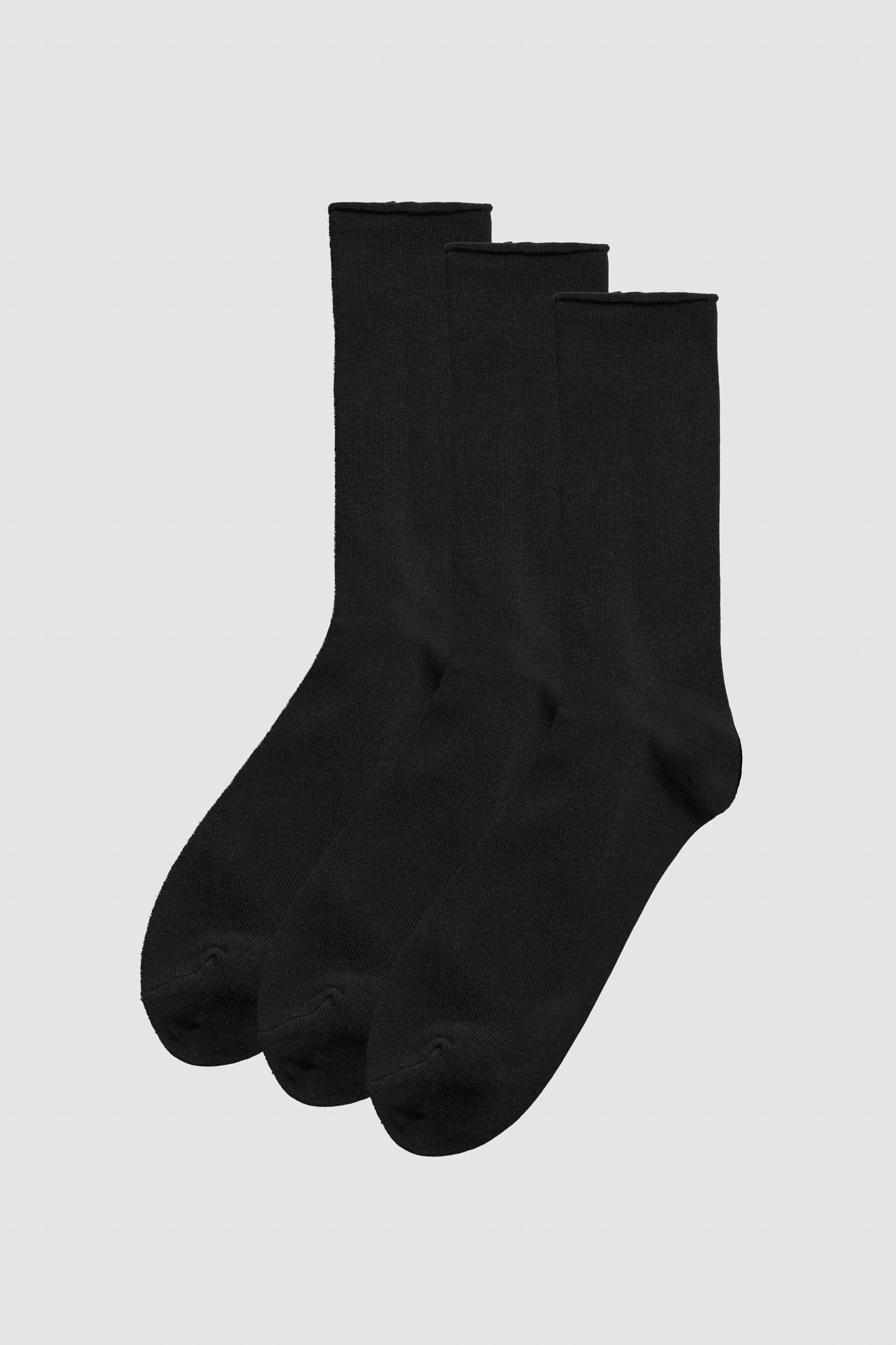 Pacote de 3 meias altas de bambu preto sem punho
