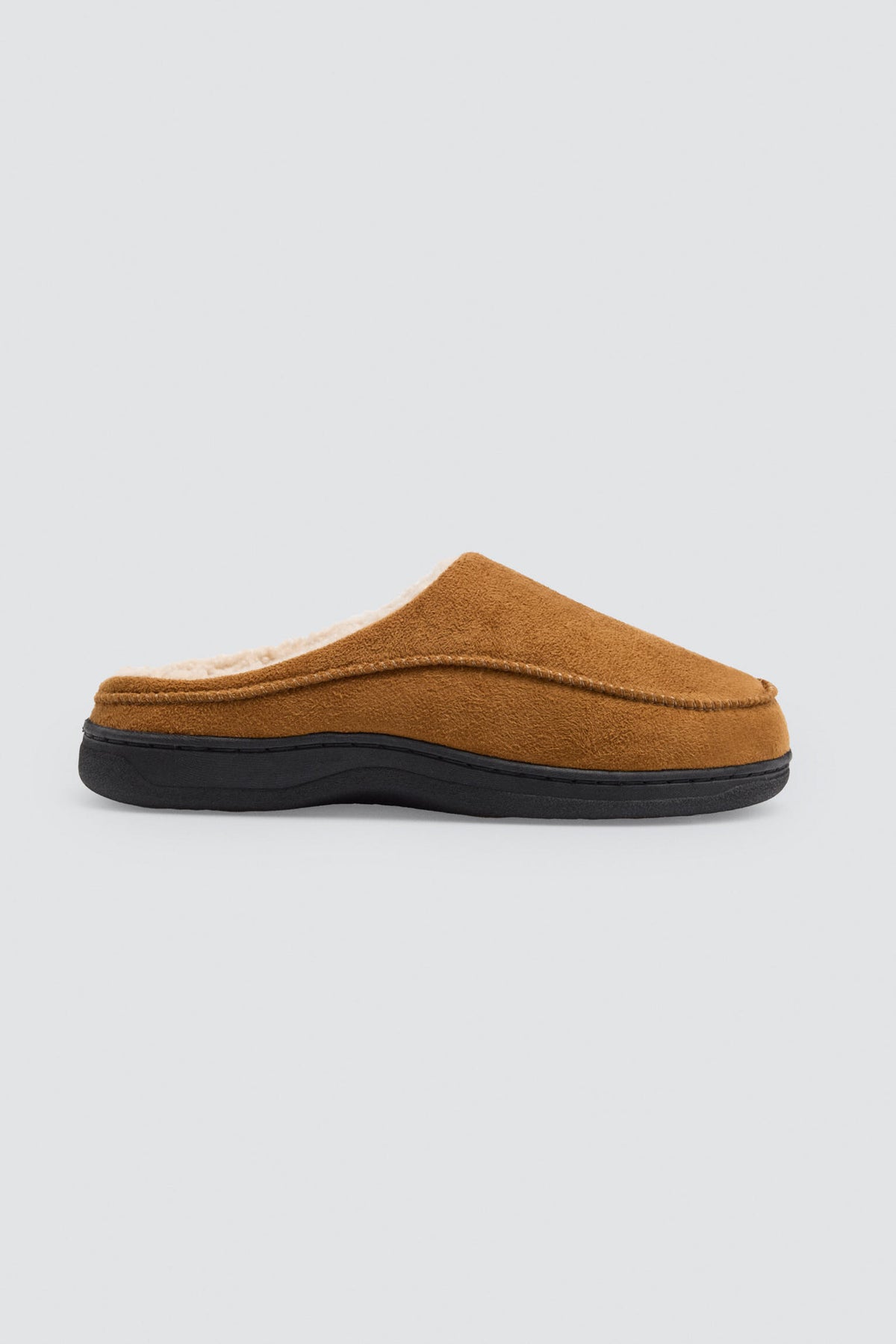 Pantufas de homem camel efeito camurça com interior de pelo