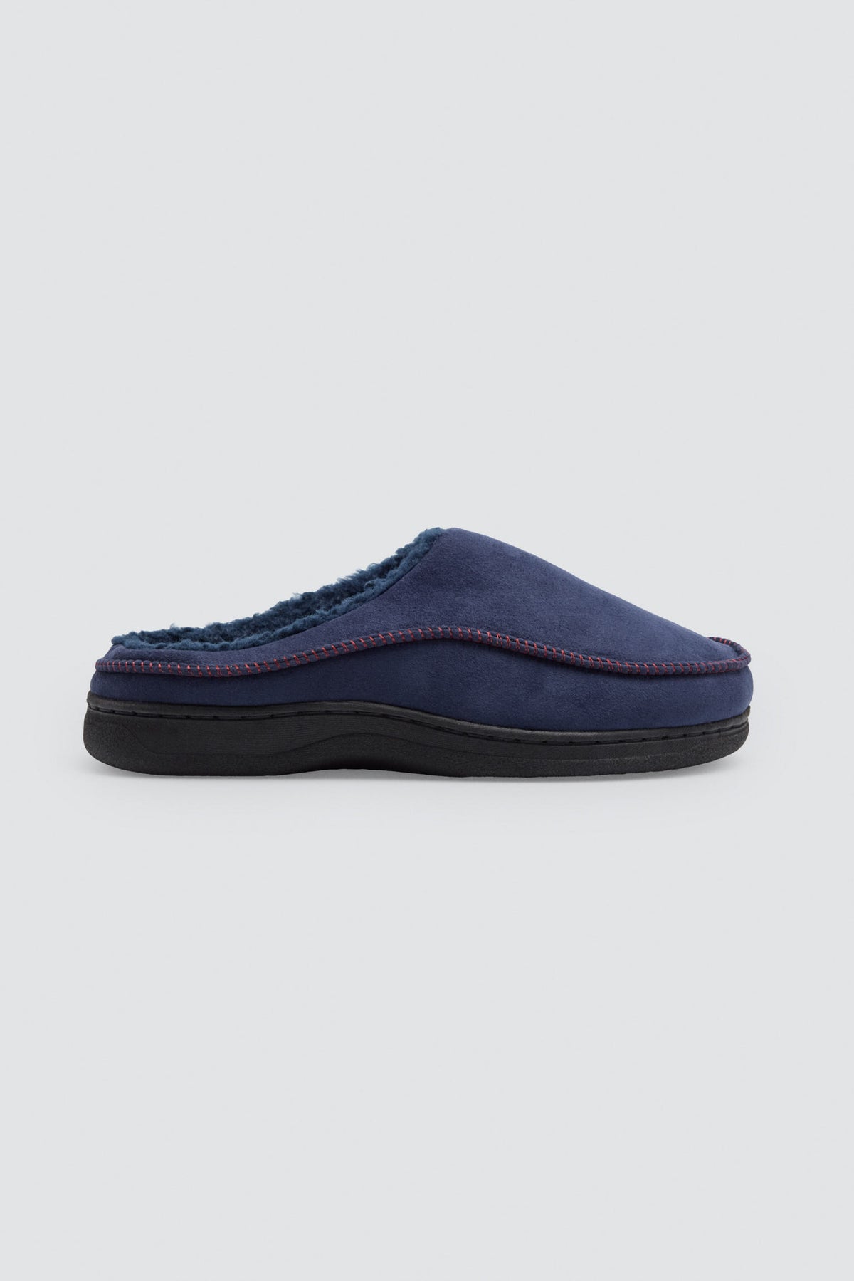 Pantufas de homem azul-marinho efeito camurça com interior de pelo