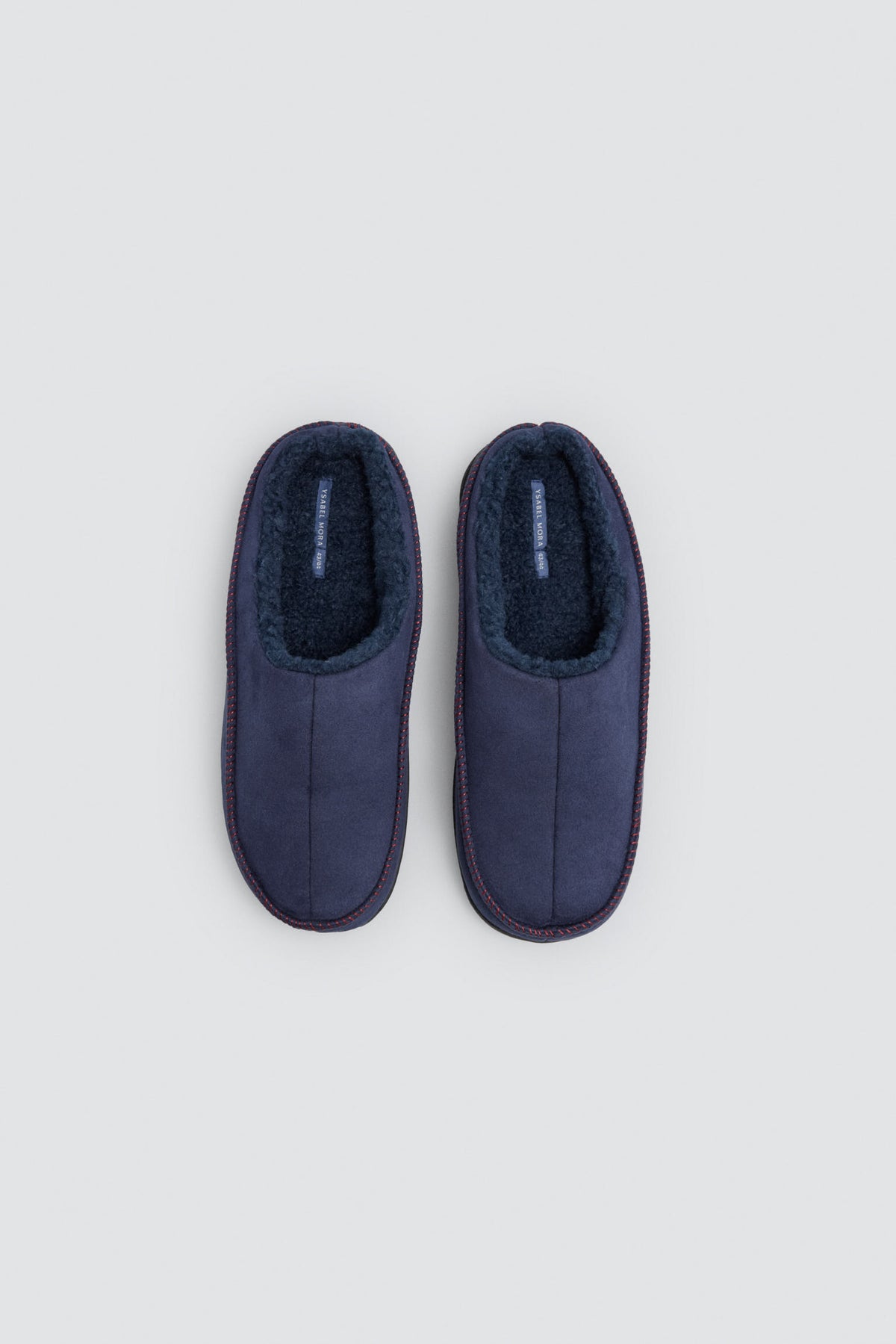Pantufas de homem azul-marinho efeito camurça com interior de pelo