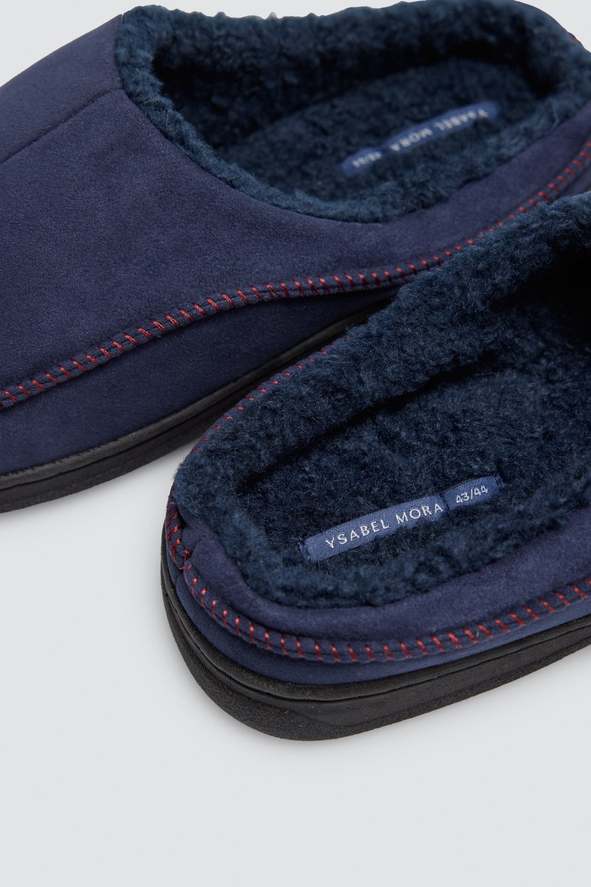 Pantufas de homem azul-marinho efeito camurça com interior de pelo