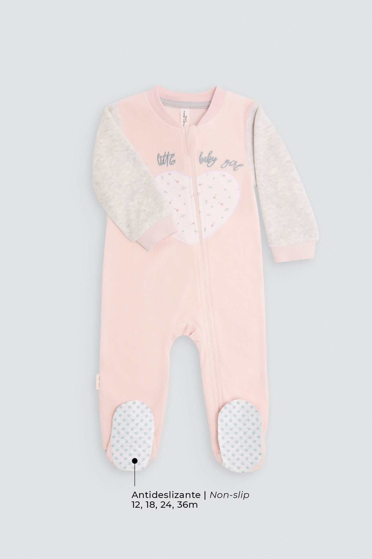 Babygrow de bebé com fecho e estampado de coração