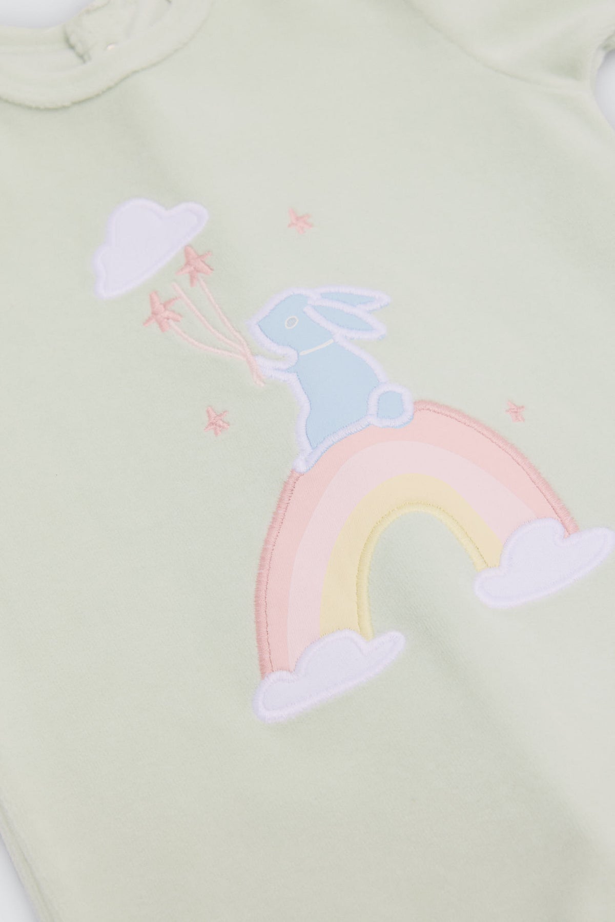 Pelele bebé terciopelo manga larga estampado conejo y arcoiris - Ysabel Mora