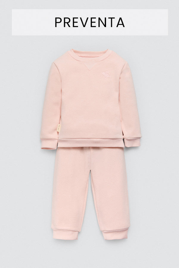 PRÉ-VENDA Conjunto básico para bebê: moletom rosa e calça jogger