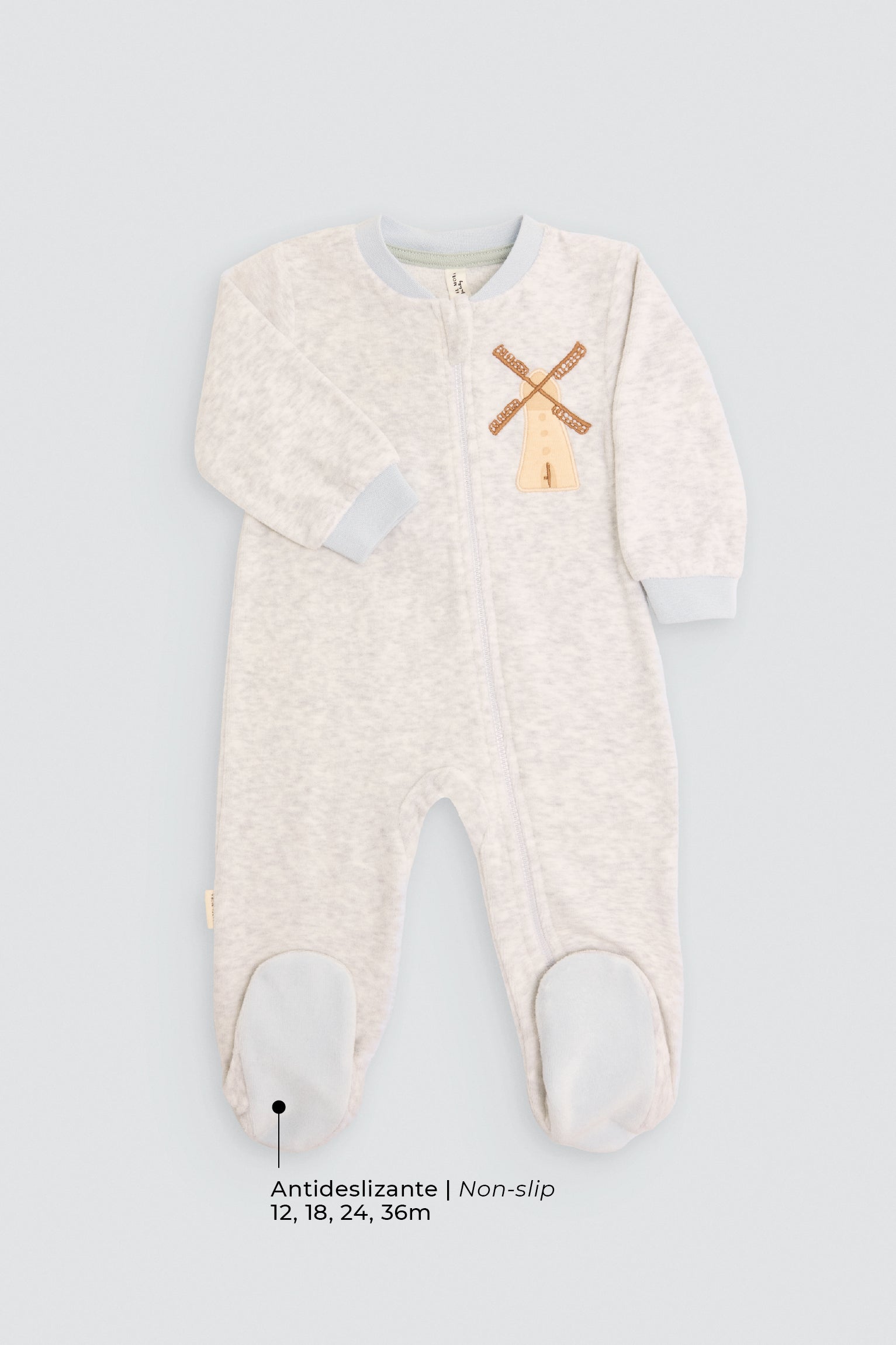 Babygrow de bebé manga comprida com estampado de moinho