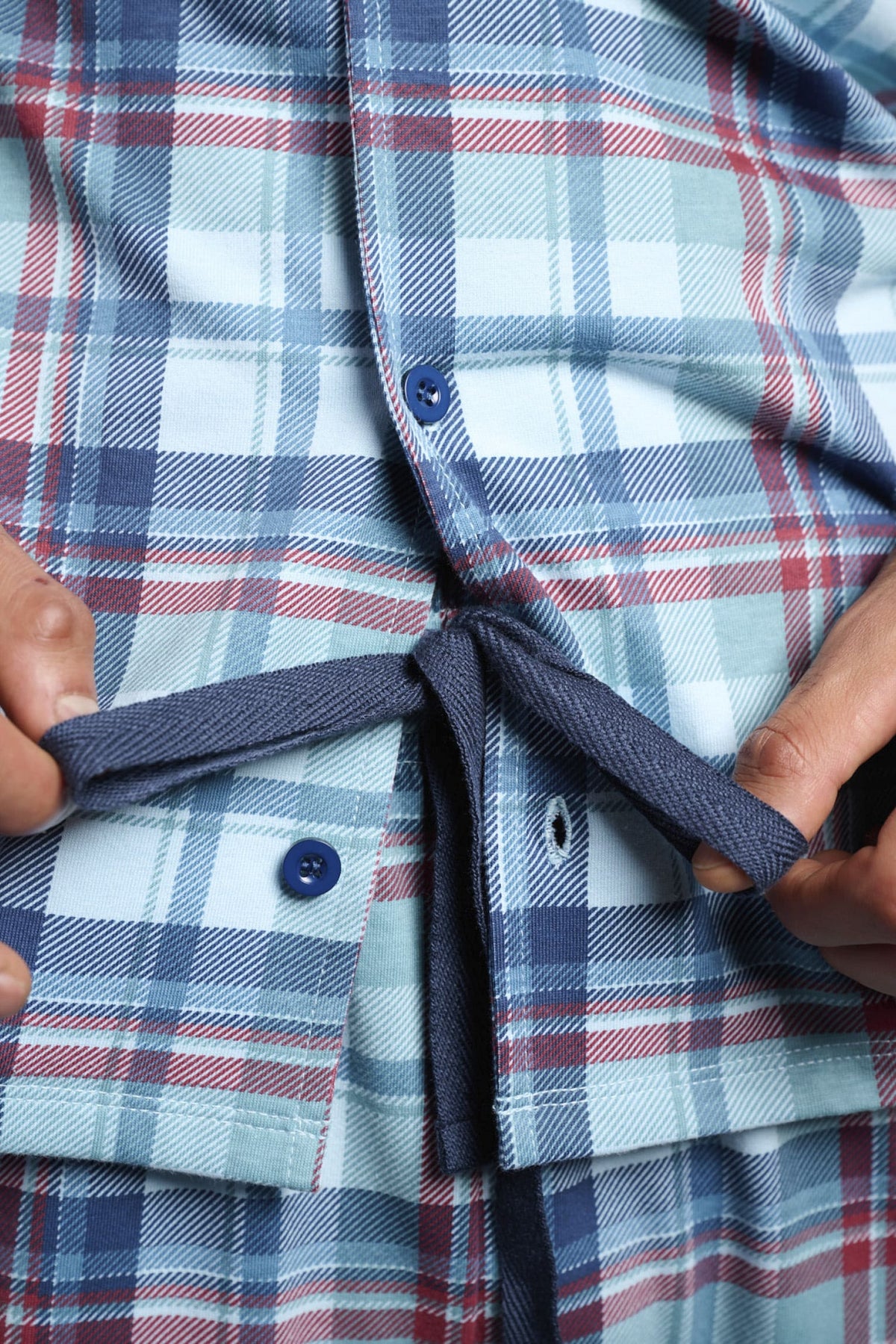 Pijama camisola comprido de homem em algodão aos quadrados
