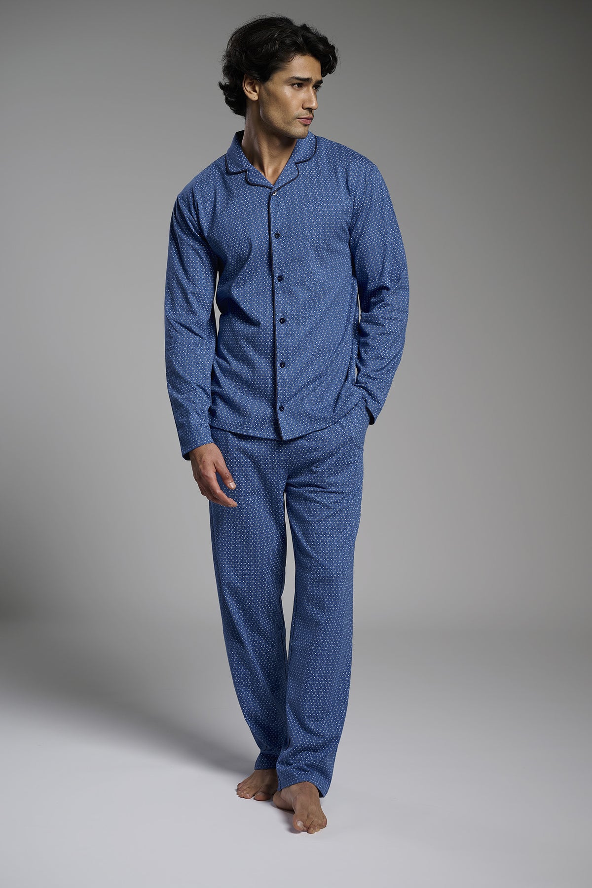 Pijama camisola comprido de homem em algodão estampado