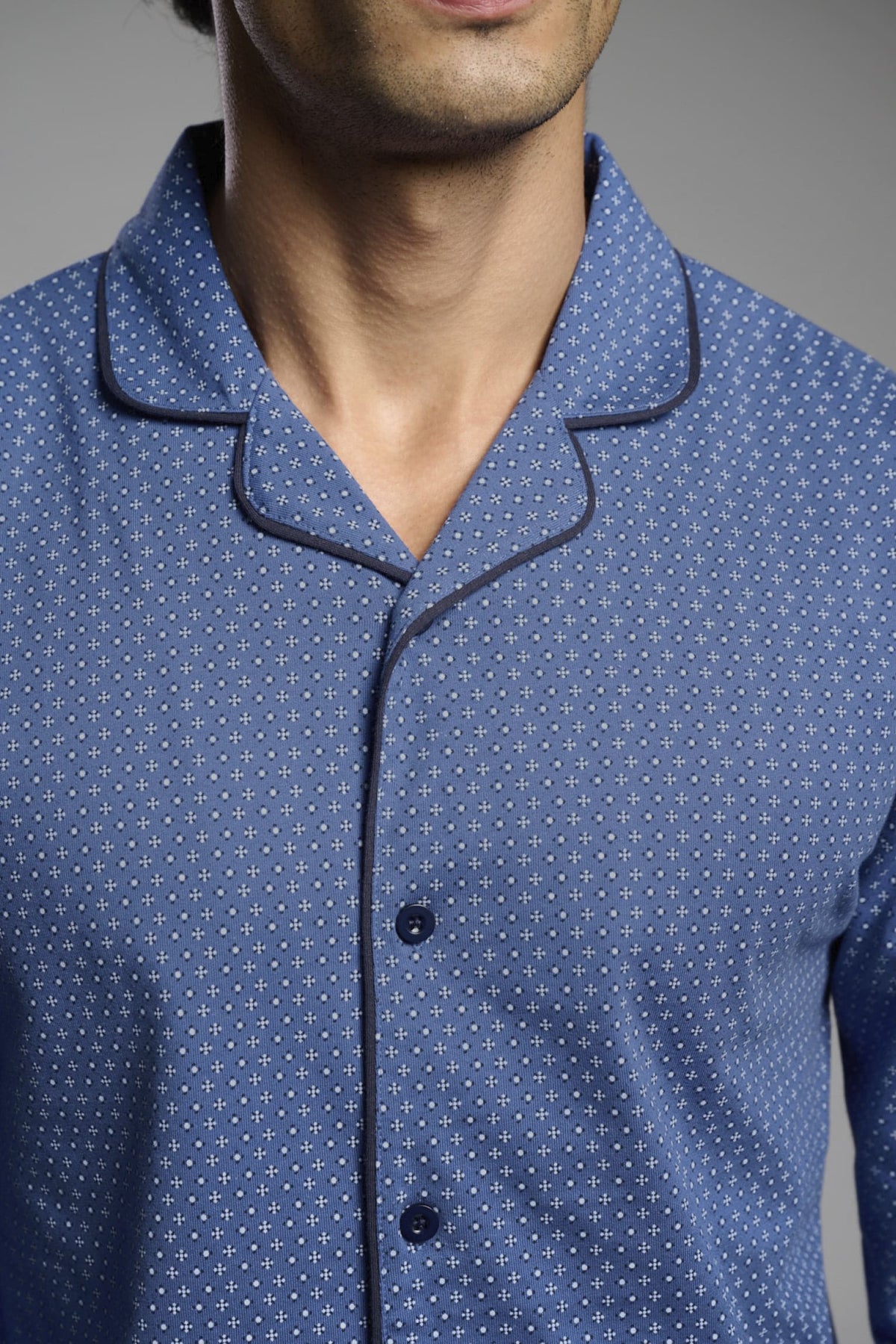 Pijama camisola comprido de homem em algodão estampado