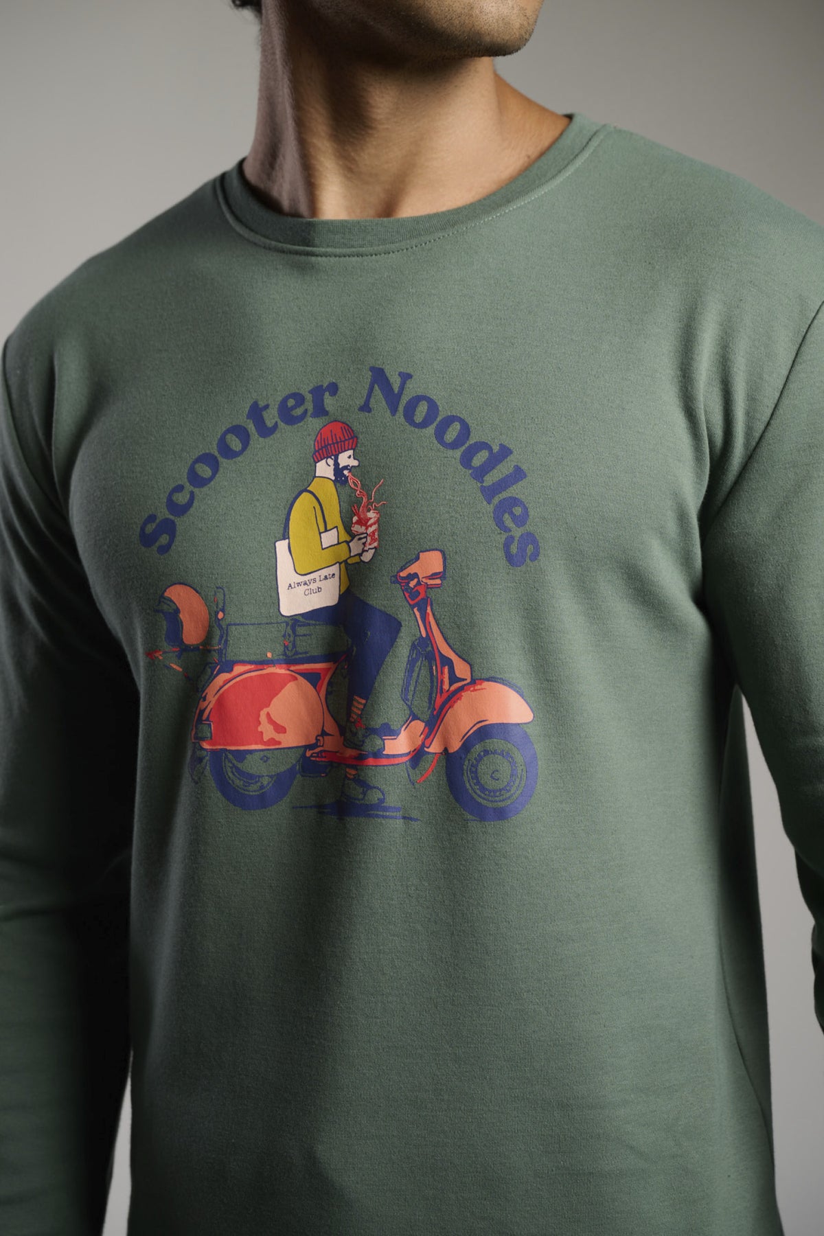 Pijama comprido de homem cardado estampado Scooter Noodles