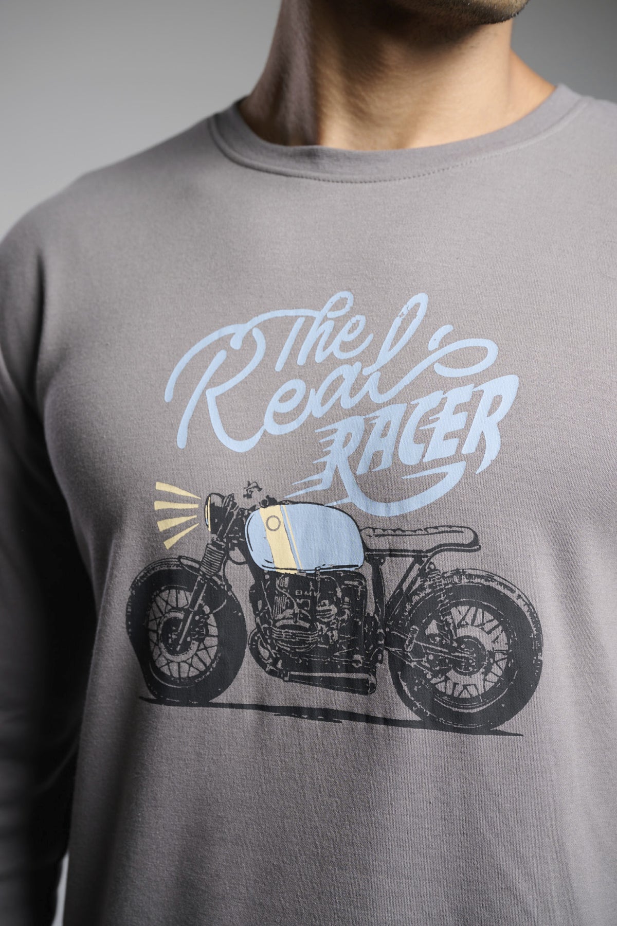 Pijama comprido de homem cardado estampado motard The Real Racer