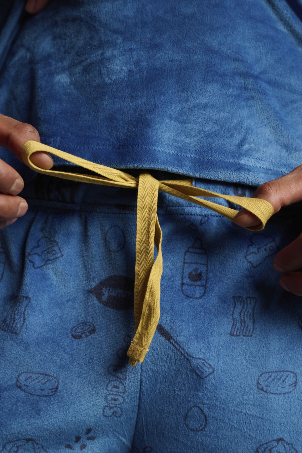 Pijama comprido de homem em veludo estampado Food Truck