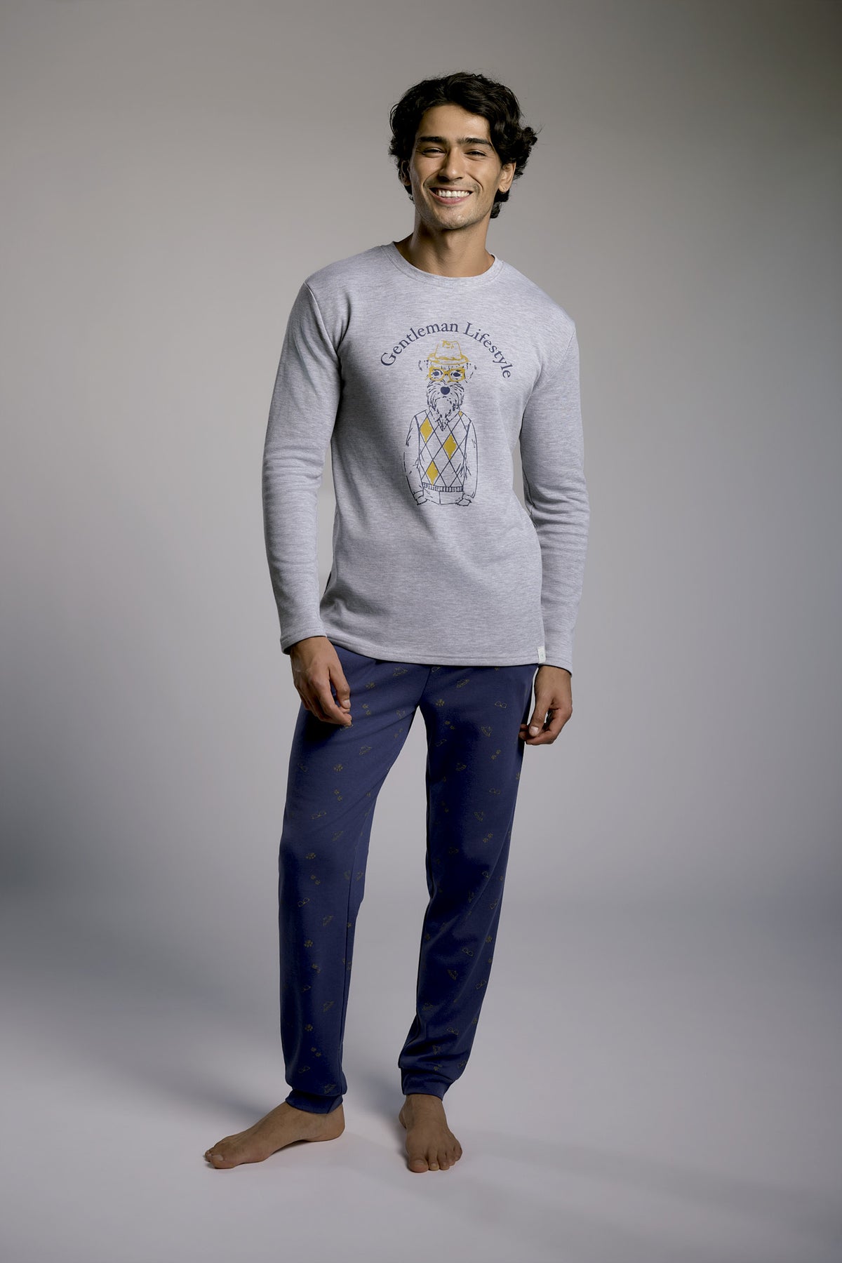 Pijama comprido de homem cardado estampado Gentleman Lifestyle