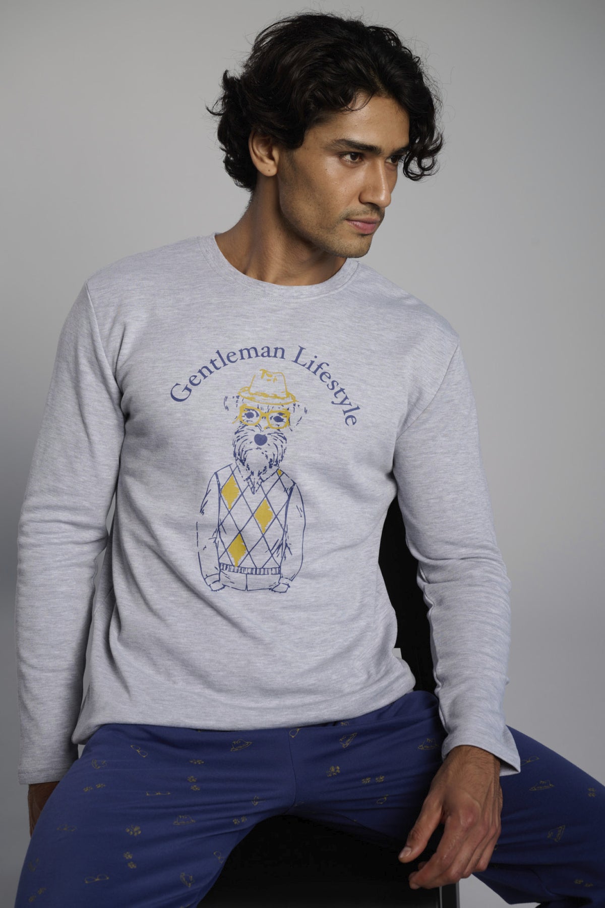 Pijama comprido de homem cardado estampado Gentleman Lifestyle