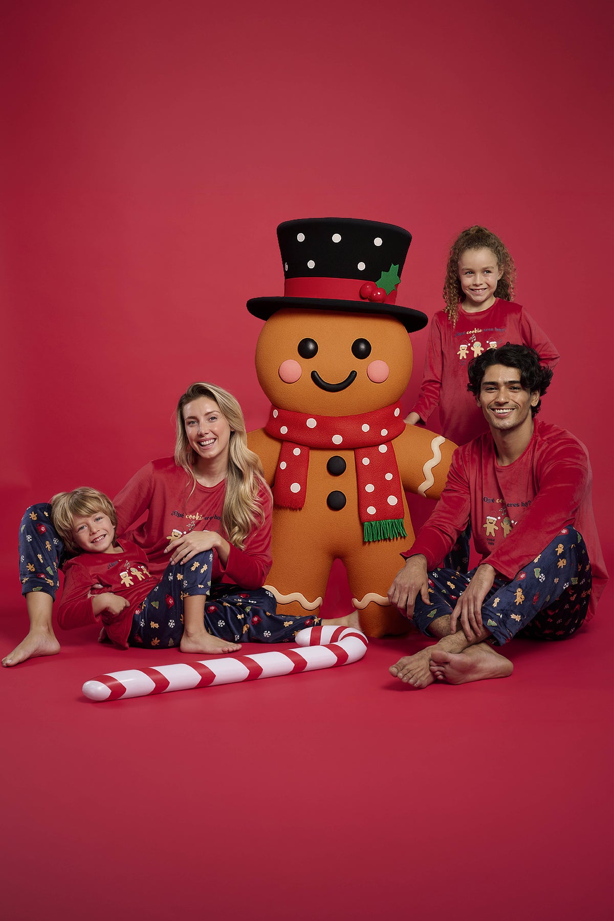 Pijama comprido de homem em veludo Natal estampado de gengibre