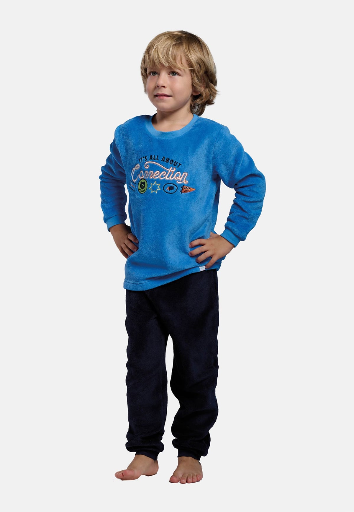 Pijama comprido de menino polar coral It's all about connection