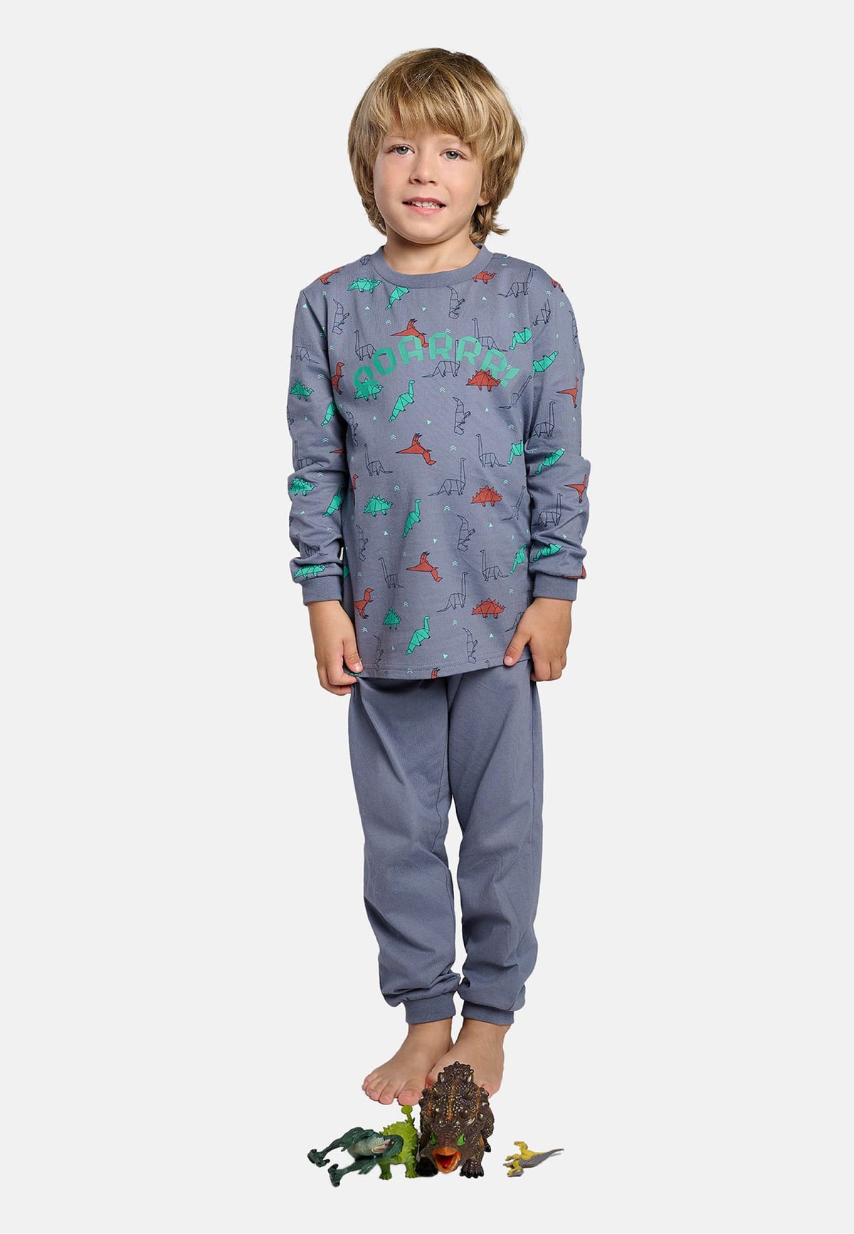 Pijama comprido de menino em algodão Roar estampado de dinossauros