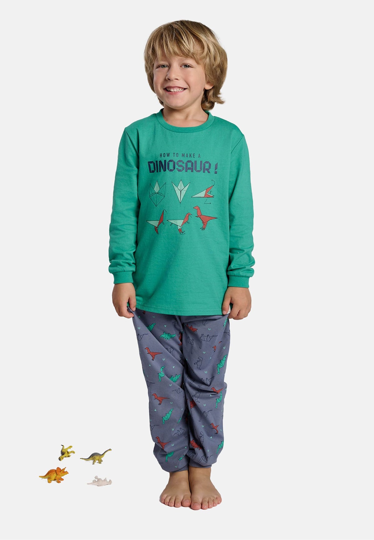 Pijama comprido de menino em algodão estampado de dinossauros How to make a dinosaur